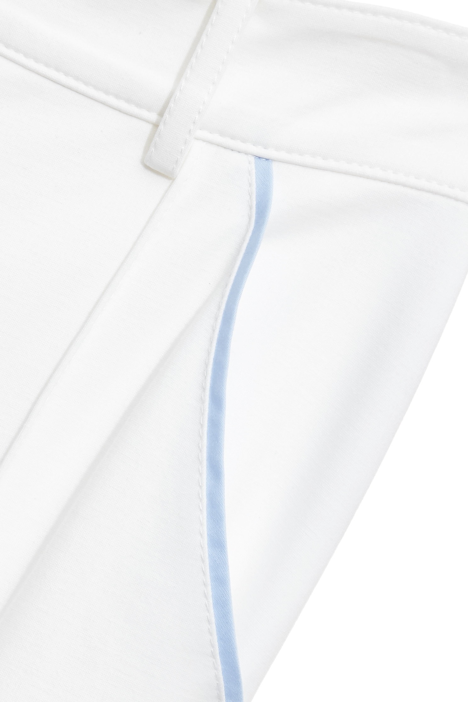 Blue Pocket Trim Detail White Pants,Culottes,Season (SS) Look,White pants,bows,pants