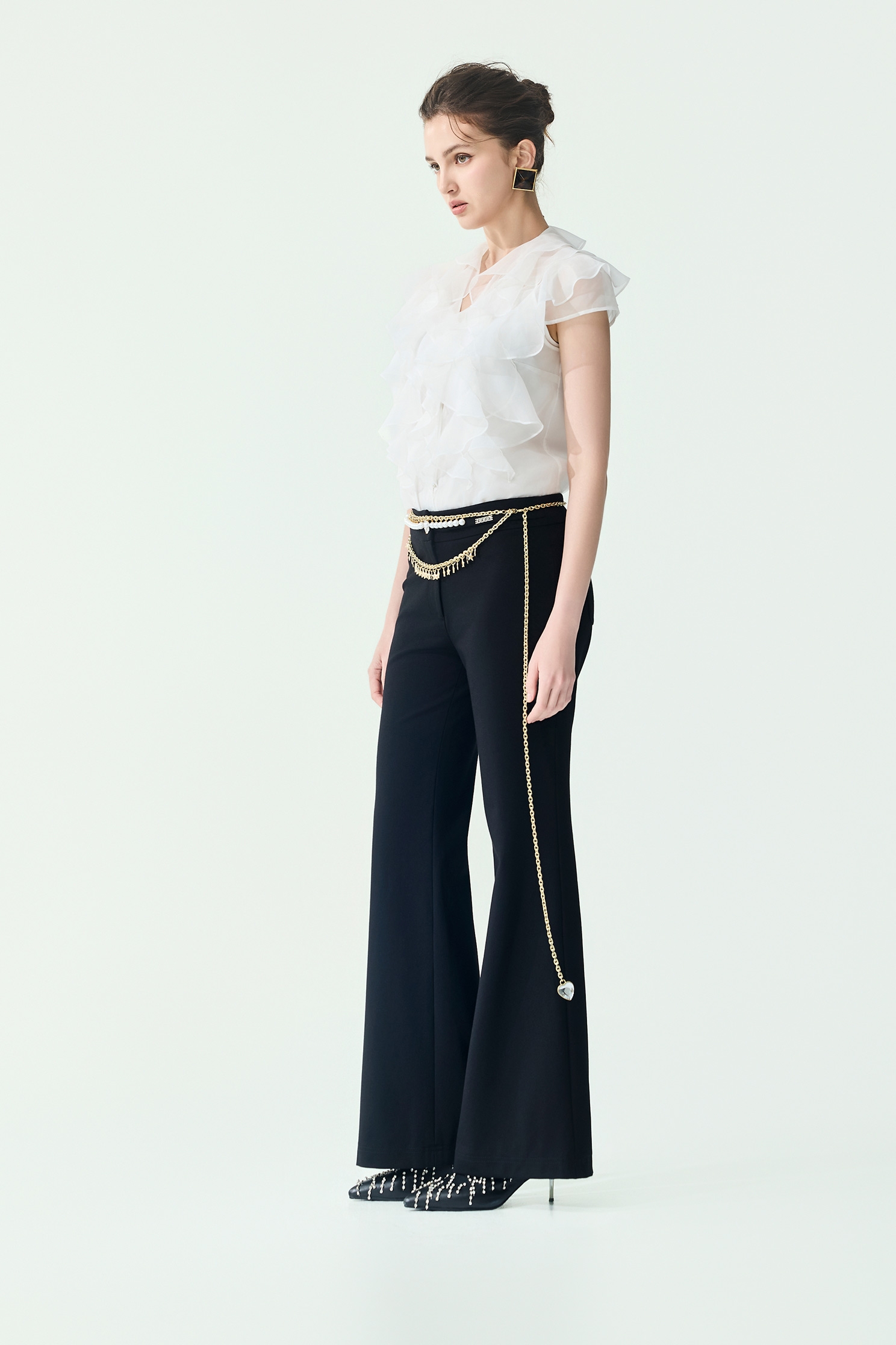 Full Pleated Chiffon PantsFull Pleated Chiffon Pants,Bell-bottoms,Season (SS) Look,pants,Black pants