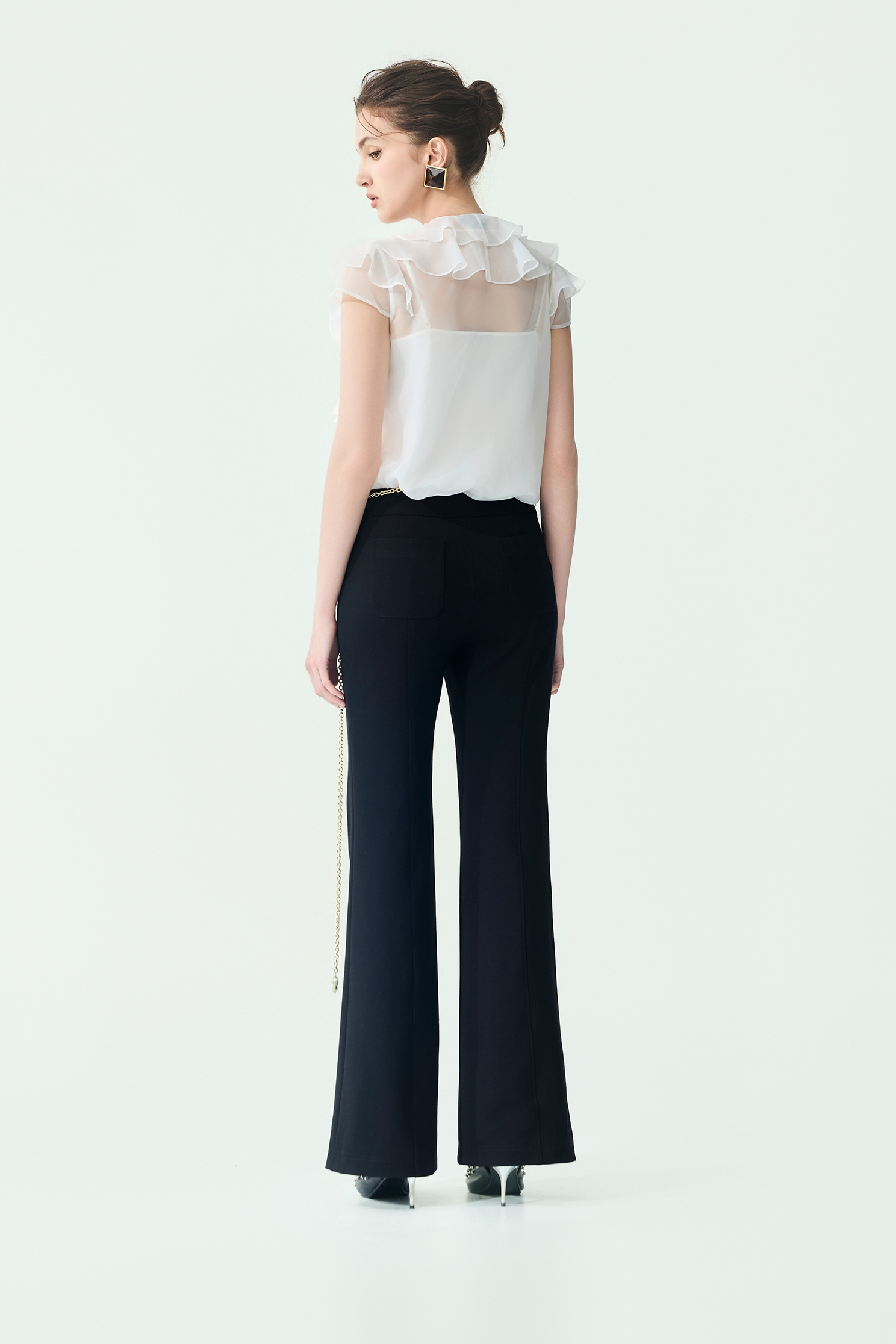 Full Pleated Chiffon PantsFull Pleated Chiffon Pants,Bell-bottoms,Season (SS) Look,pants,Black pants