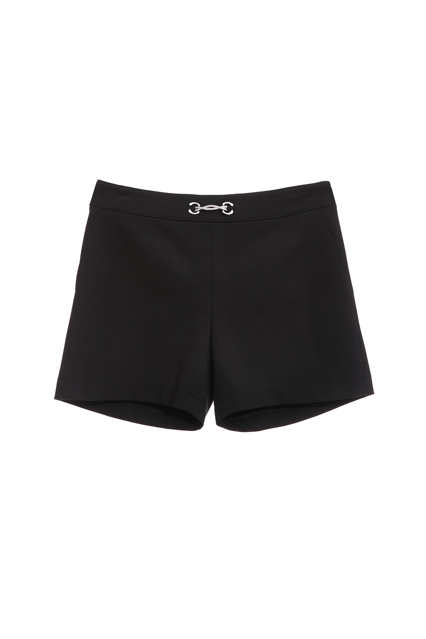 Minimalist Silver Buckle Black ShortsMinimalist Silver Buckle Black Shorts,Season (SS) Look,Shorts,pants,Black pants