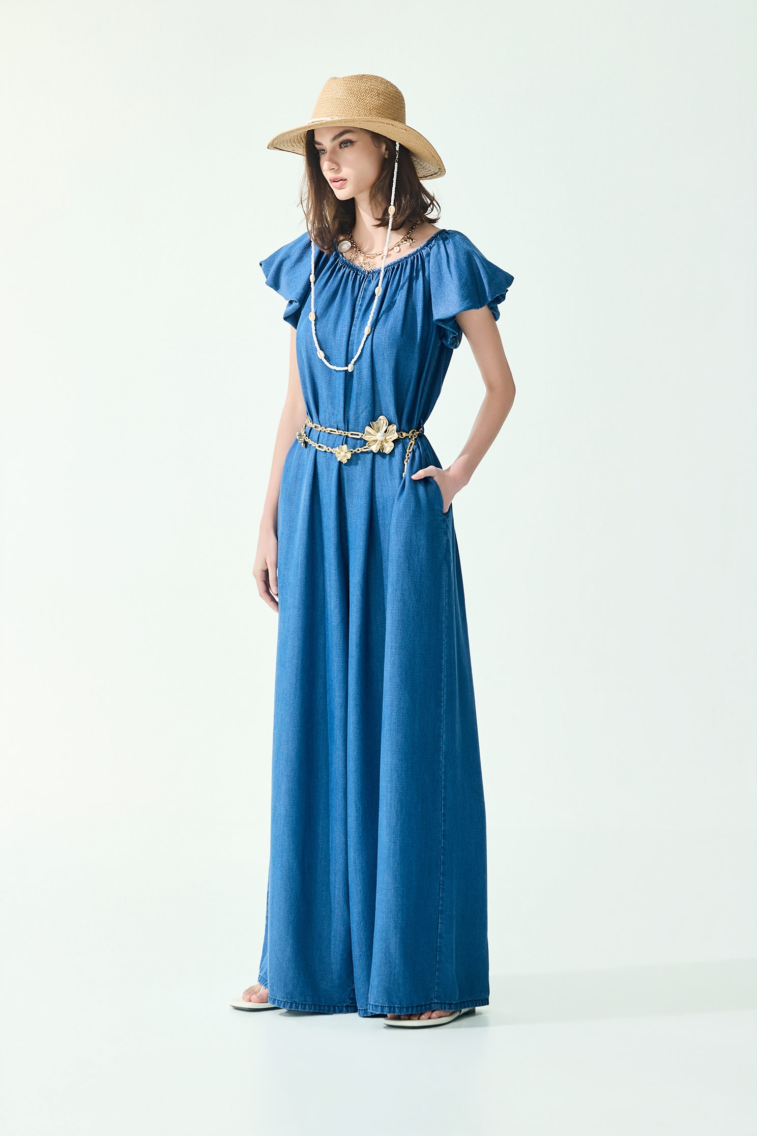 Soft Denim Wide Leg JumpsuitSoft Denim Wide Leg Jumpsuit,Season (SS) Look,Denim,Jeans,pants,Jumpsuits