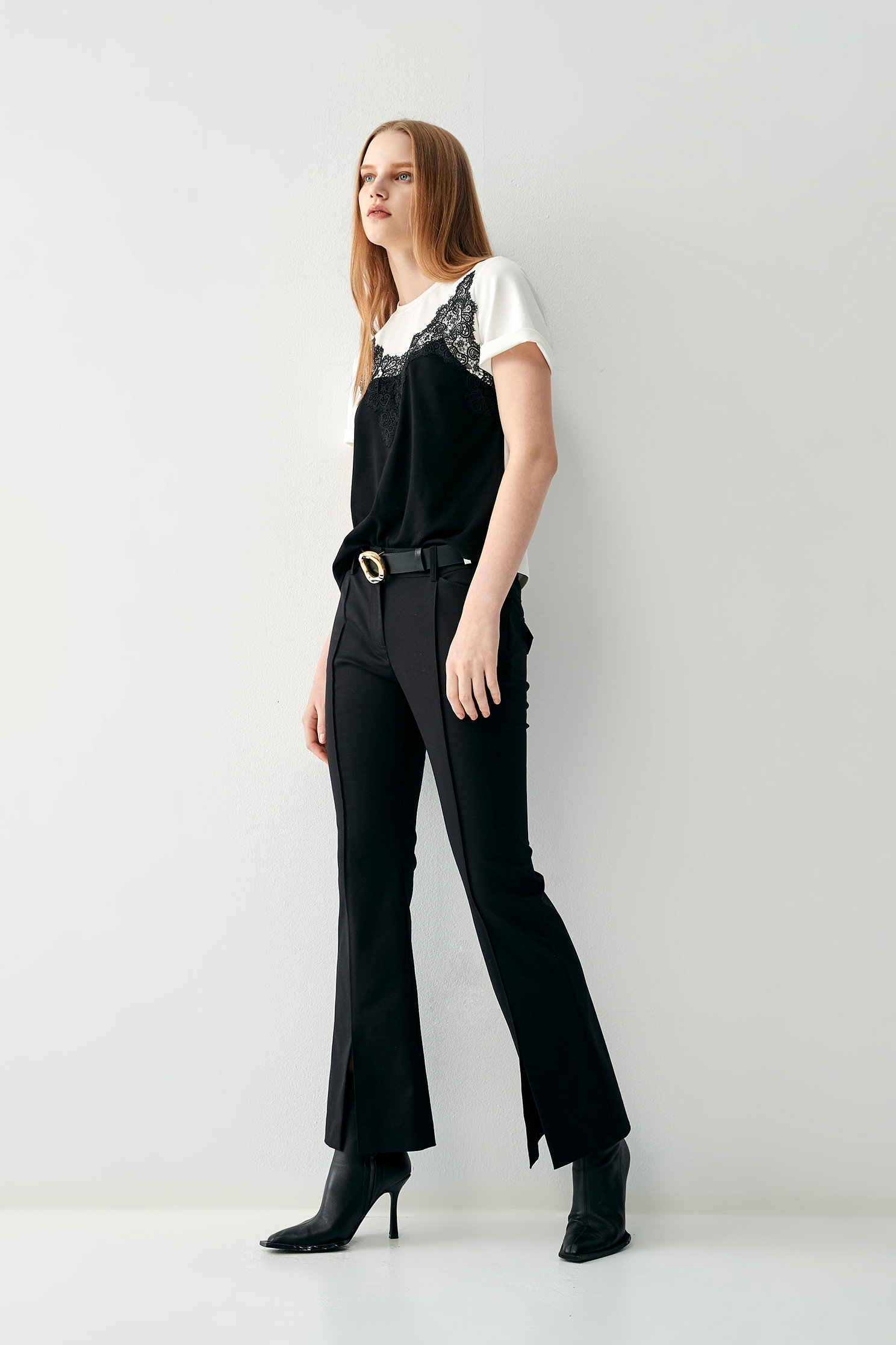 Basic Boot Leg Black PantsSimple vintage flared trousers,Culottes,Season (SS) Look,Culottes