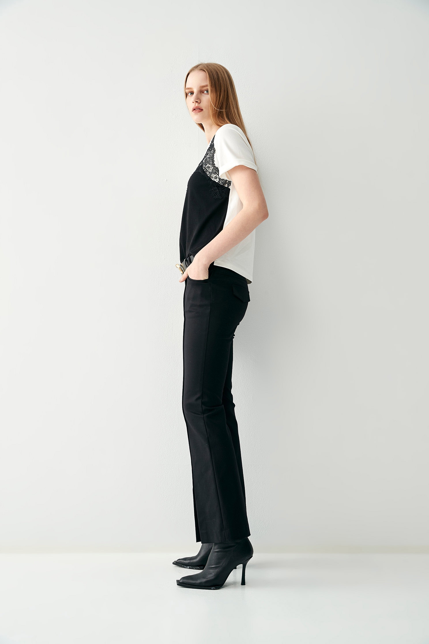 Basic Boot Leg Black PantsSimple vintage flared trousers,Culottes,Season (SS) Look,Culottes
