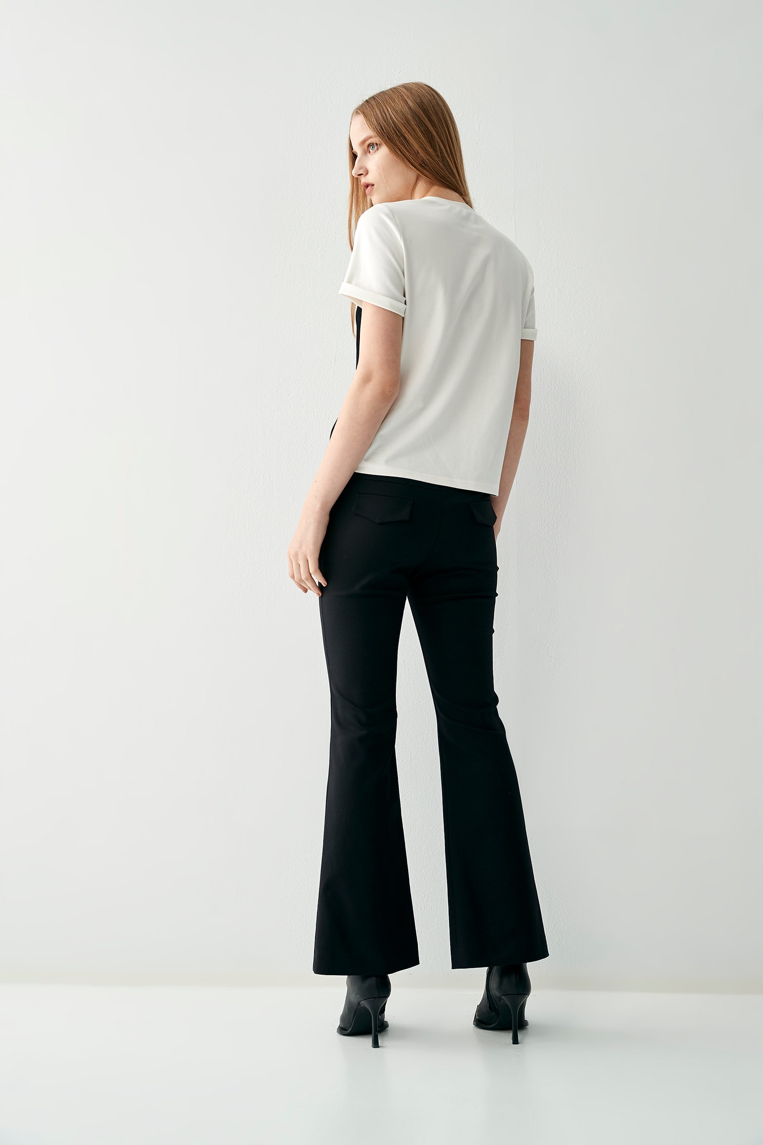 Basic Boot Leg Black PantsSimple vintage flared trousers,Culottes,Season (SS) Look,Culottes