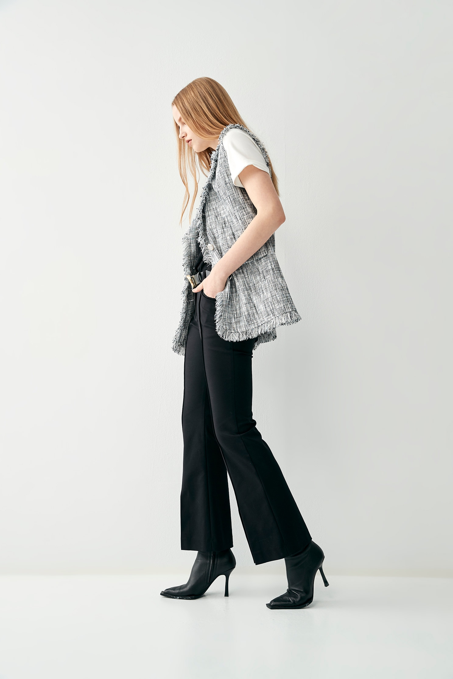 Basic Boot Leg Black PantsSimple vintage flared trousers,Culottes,Season (SS) Look,Culottes