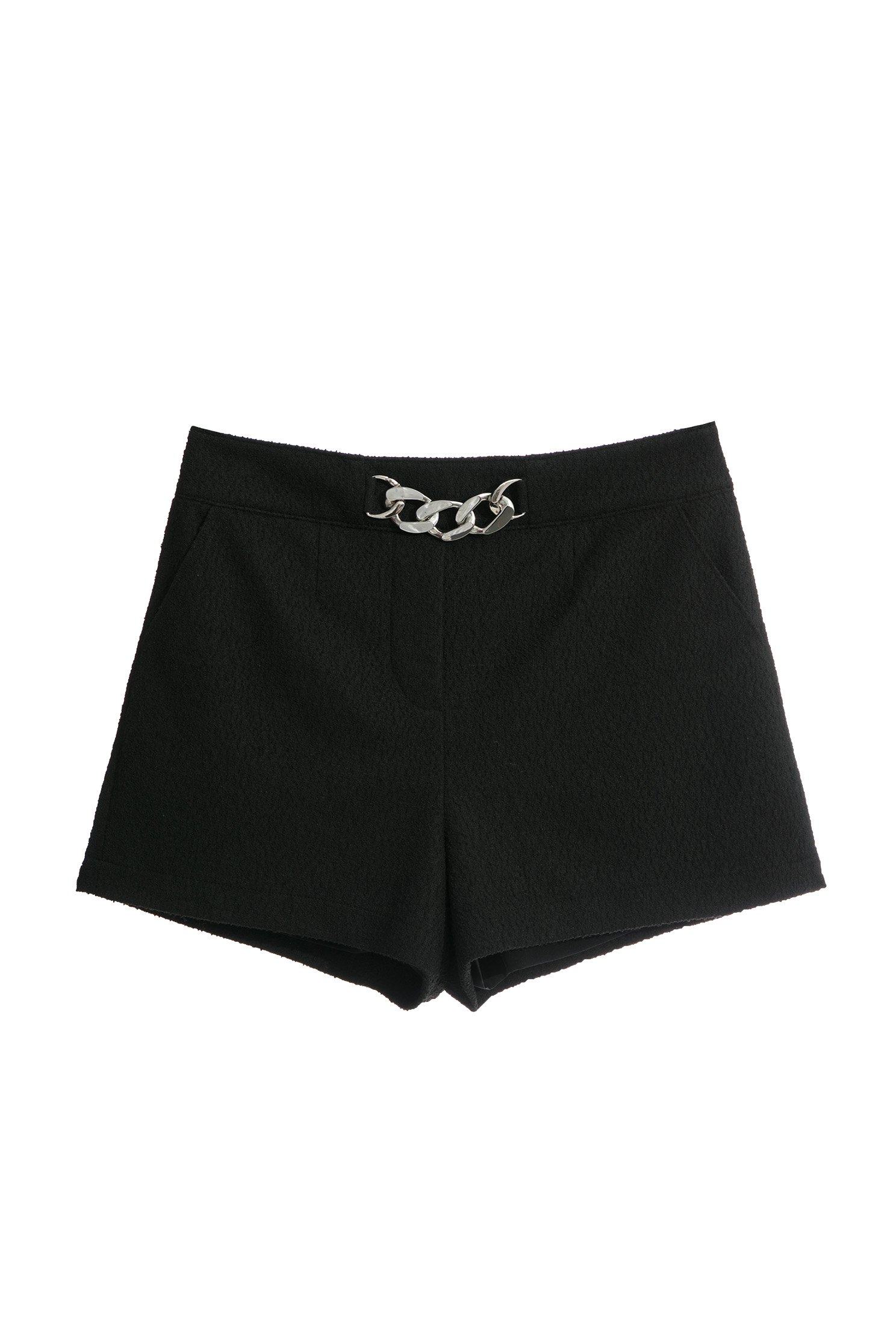 Silver Chain Accessory Detail ShortsSilver Chain Accessory Detail Shorts,Season (SS) Look,Shorts,Back To Classic,Back To B/W