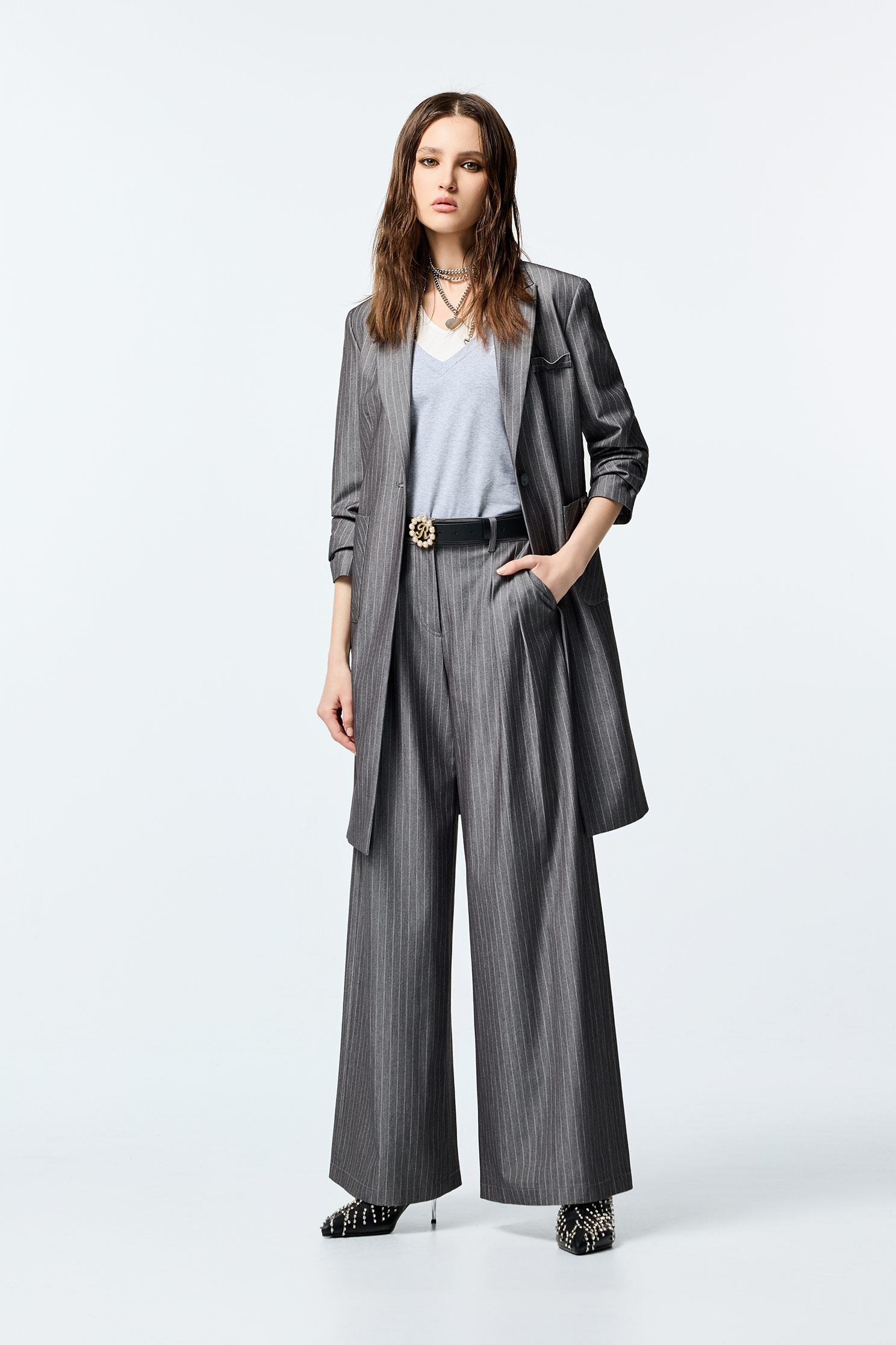 Pinstripe Wide Leg PantsPinstripe Wide Leg Pants,Culottes,Stripe,Season (AW) Look,pants