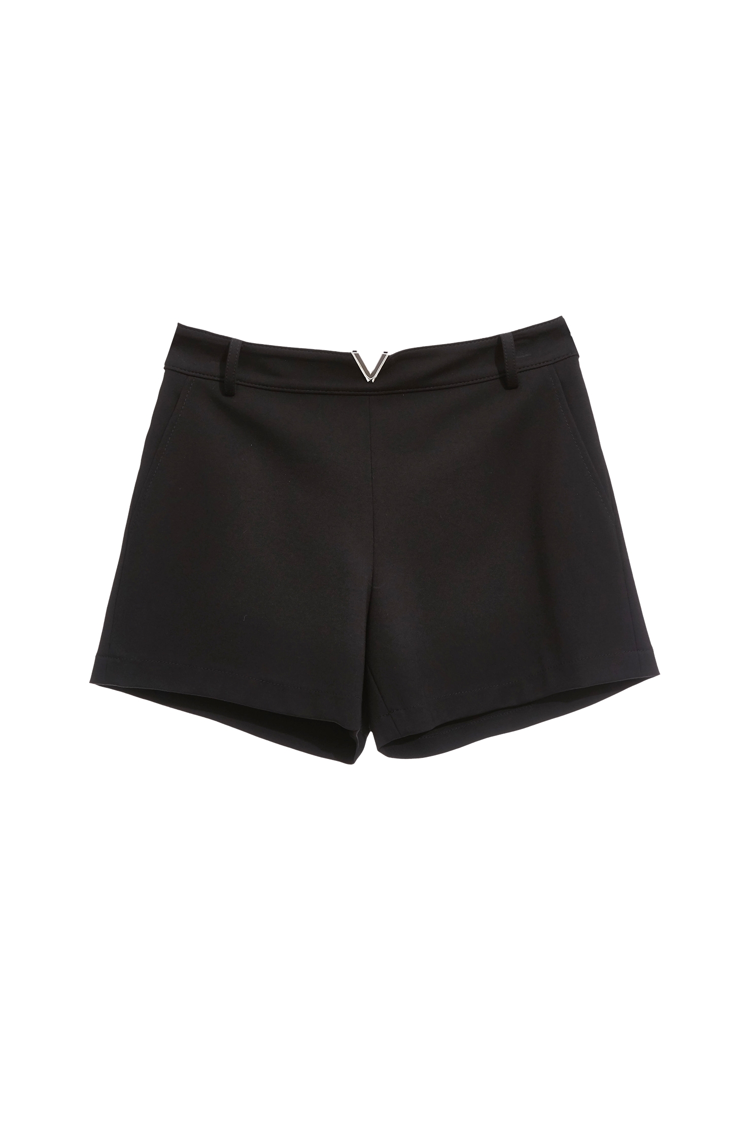 V Hardware Detail Black ShortsV Hardware Detail Black Shorts,Shorts,Season (AW) Look,pants,Black pants