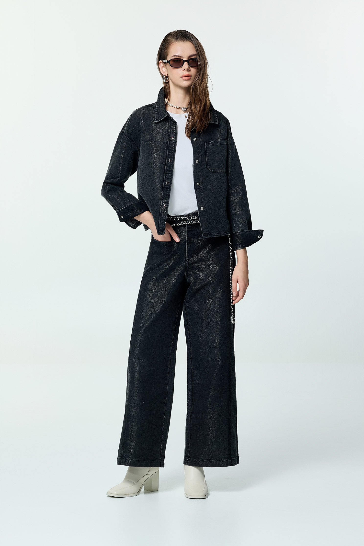 Metallic Sheen Grey JeansMetallic Sheen Grey Jeans,Denim,Jeans,Season (AW) Look,pants