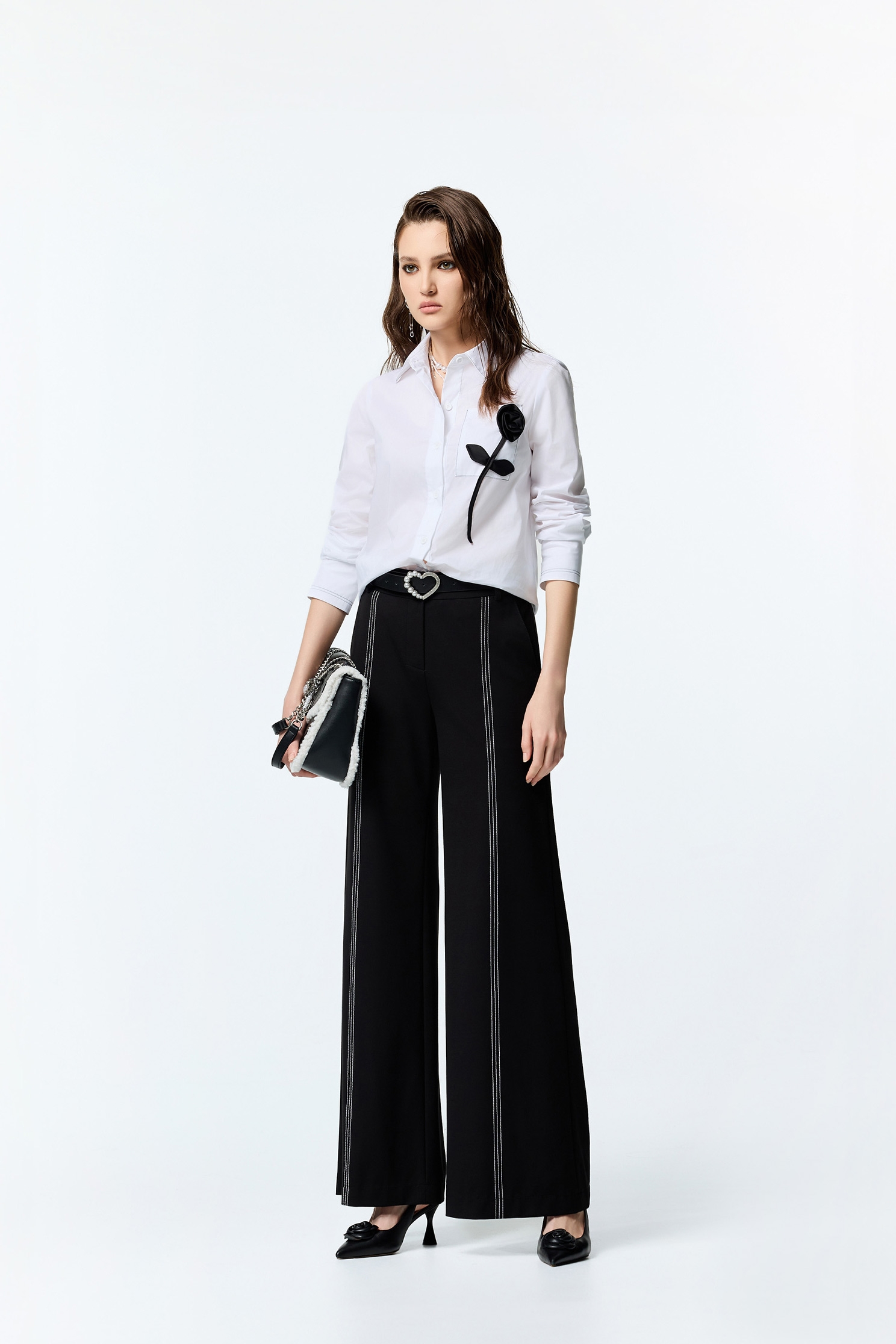 Contrast Stitching Detail Black PantsContrast Stitching Detail Black Pants,Culottes,Season (AW) Look,pants,Black pants