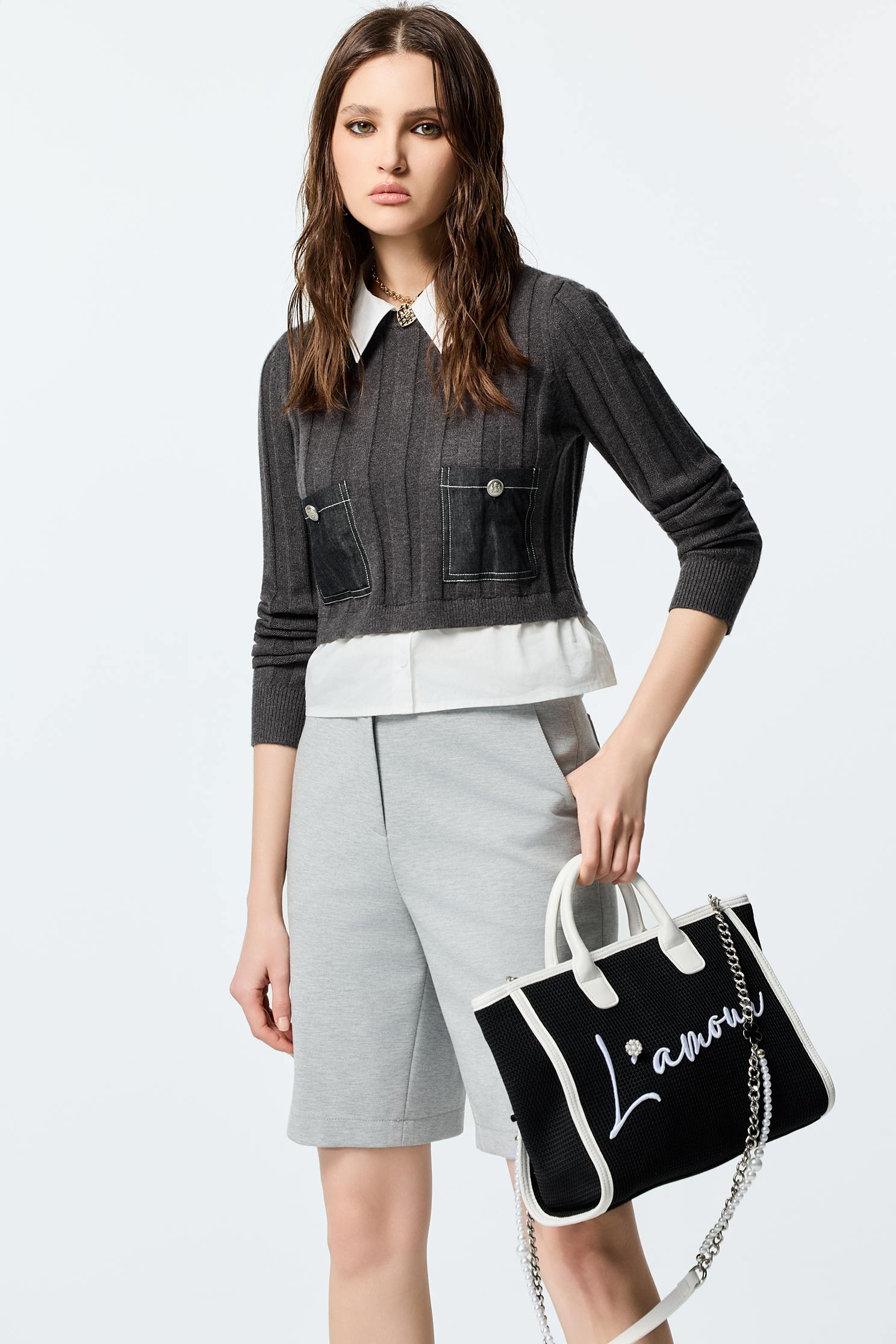 Light Grey Casual BermudasLight Grey Casual Bermudas,Shorts,Season (AW) Look,pants