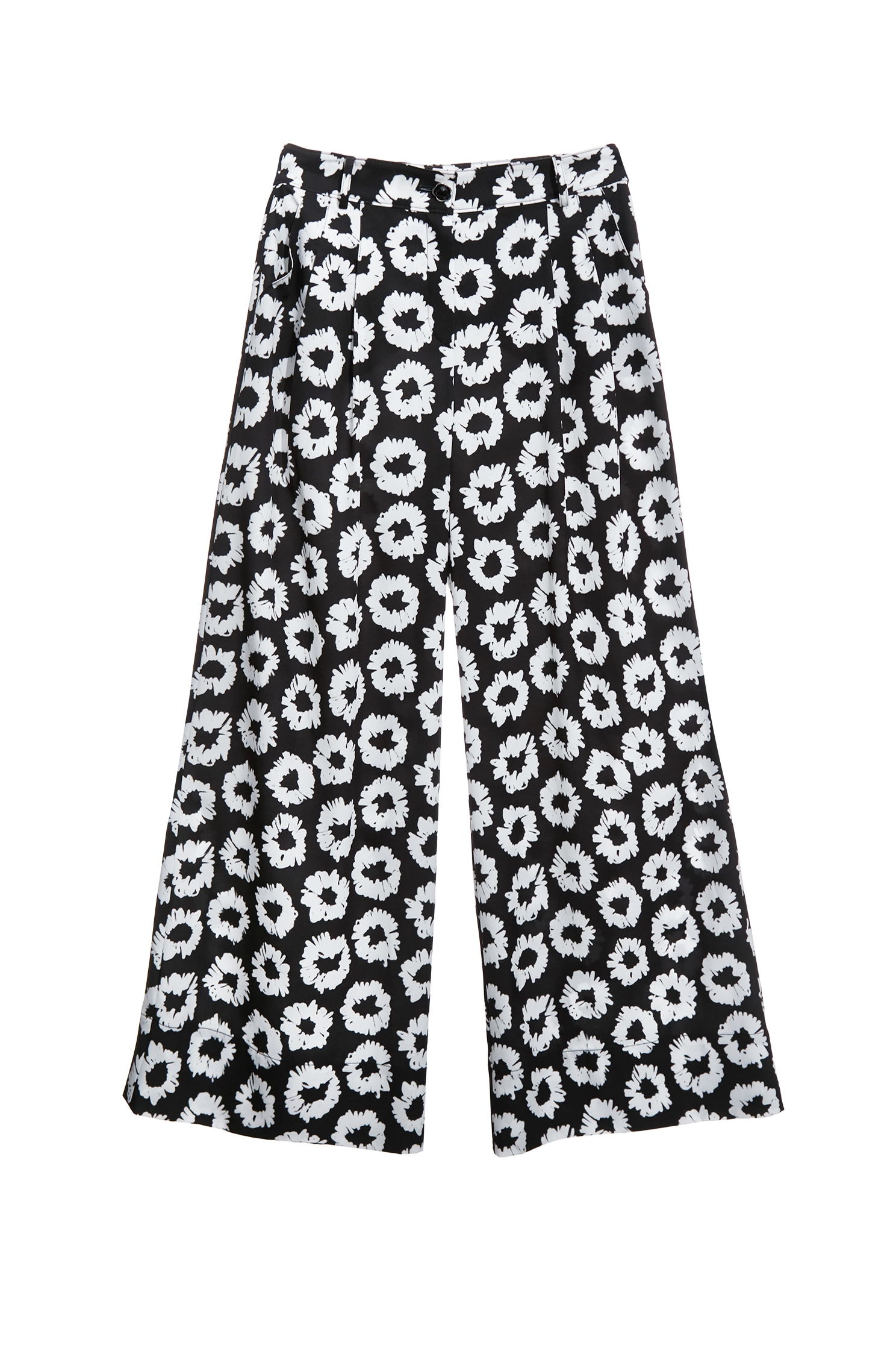 Hand Sketched Floral Print Wide Leg PantsHand Sketched Floral Print Wide Leg Pants,Culottes,Season (AW) Look,pants