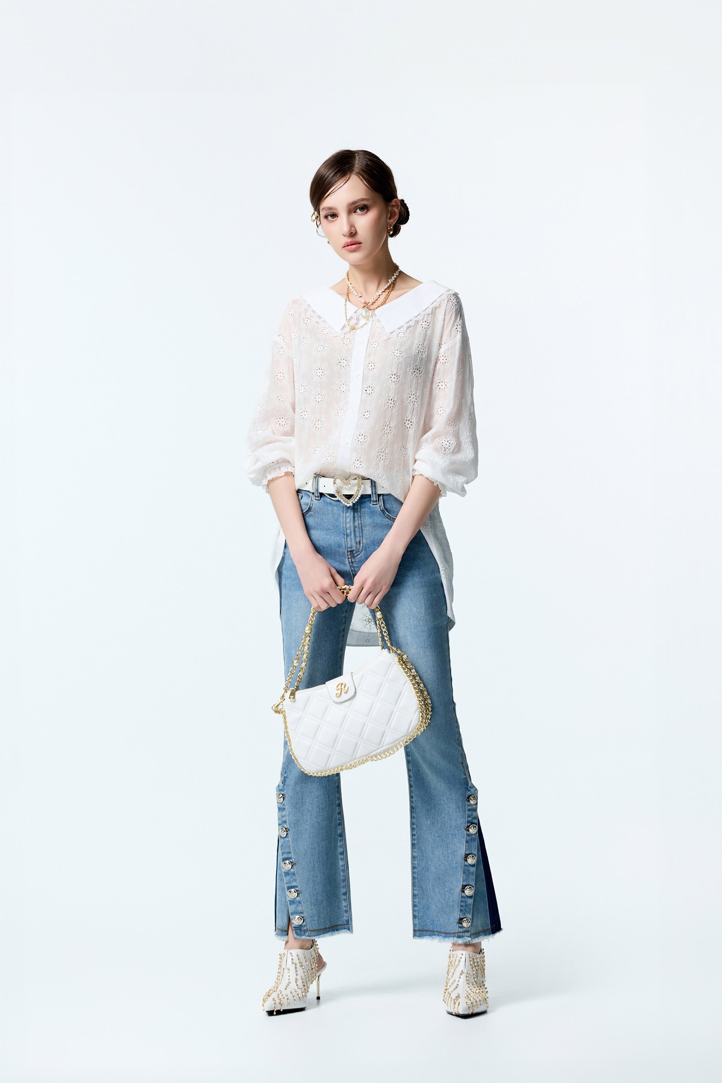 Stylish Hemming Detail Boot Leg JeansStylish Hemming Detail Boot Leg Jeans,Denim,Jeans,Season (AW) Look,pants