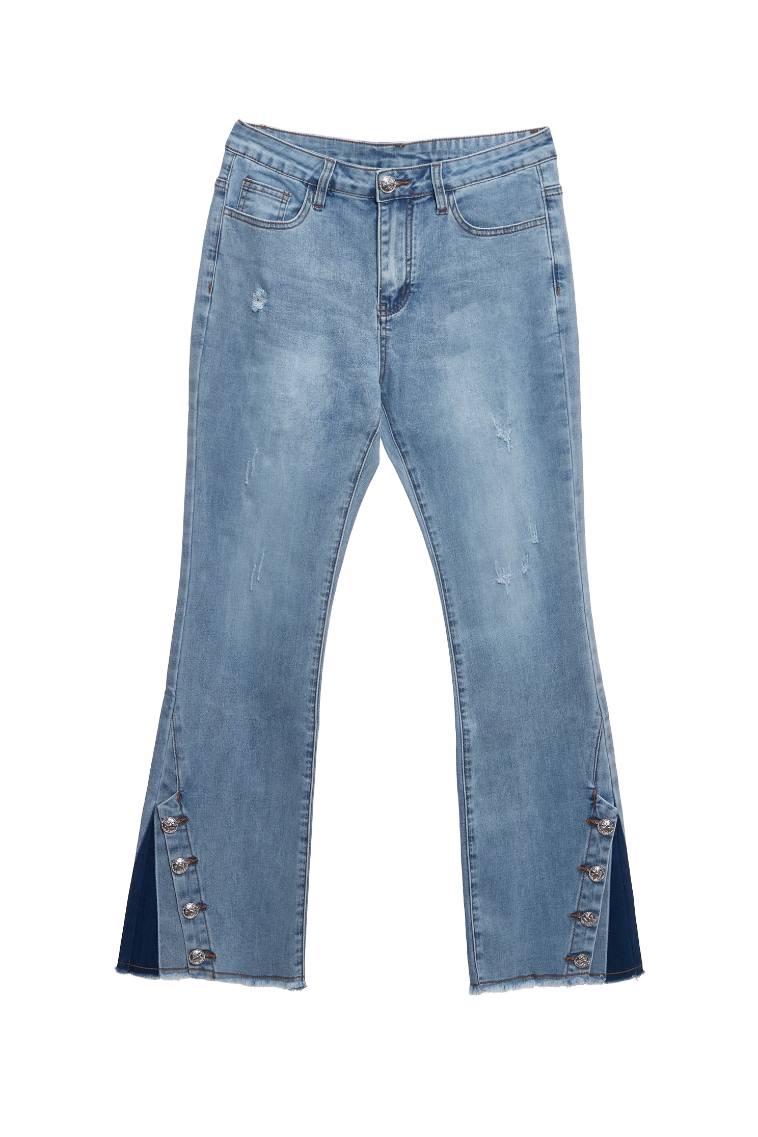 Stylish Hemming Detail Boot Leg JeansStylish Hemming Detail Boot Leg Jeans,Denim,Jeans,Season (AW) Look,pants