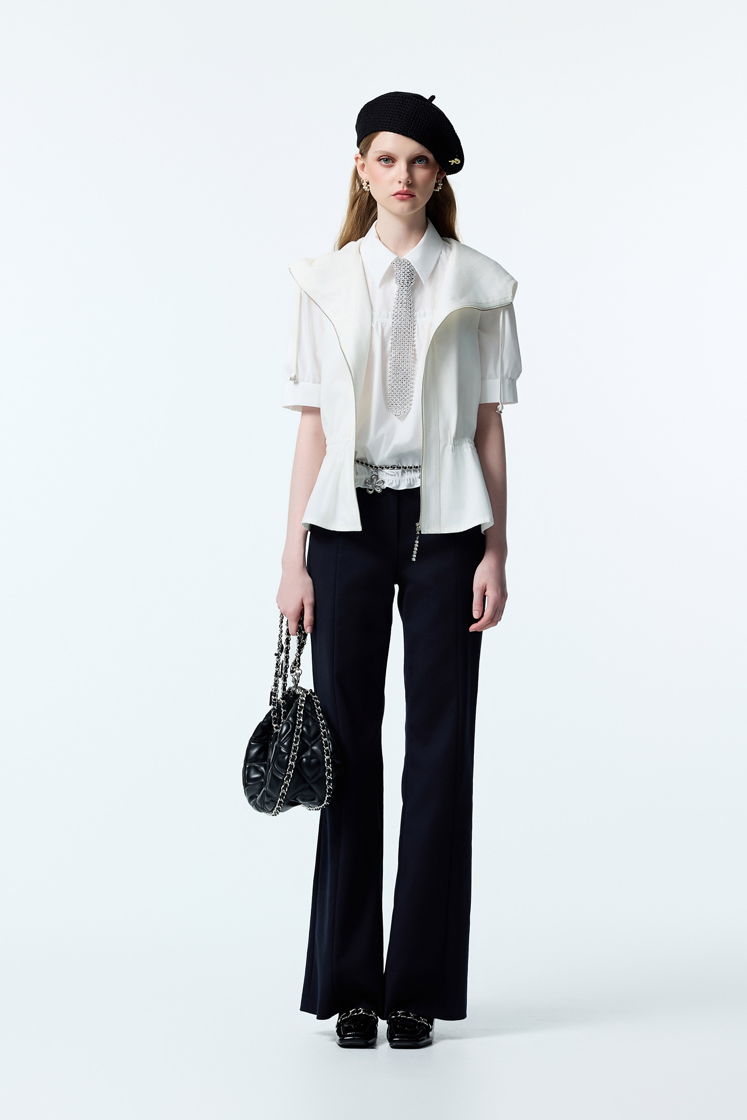 Navy Boot Leg Pants With Contrast Pocket Trim DetailNavy Boot Leg Pants With Contrast Pocket Trim Detail,Bell-bottoms,Season (AW) Look,pants