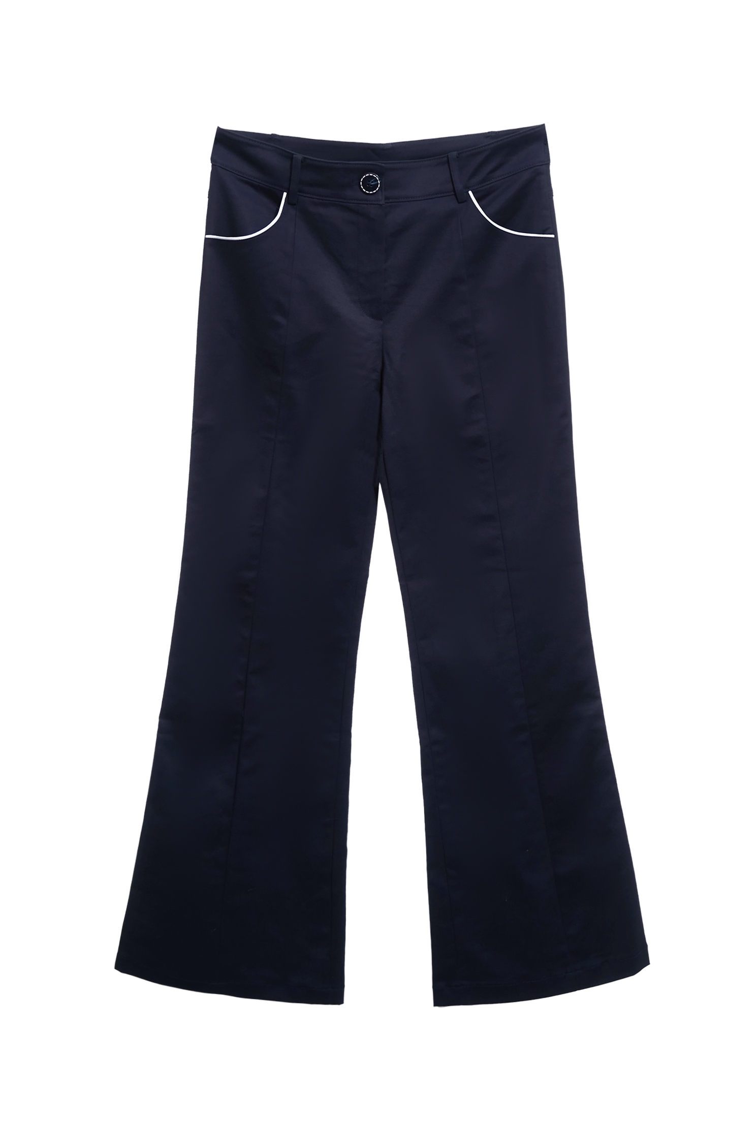 Navy Boot Leg Pants With Contrast Pocket Trim DetailNavy Boot Leg Pants With Contrast Pocket Trim Detail,Bell-bottoms,Season (AW) Look,pants