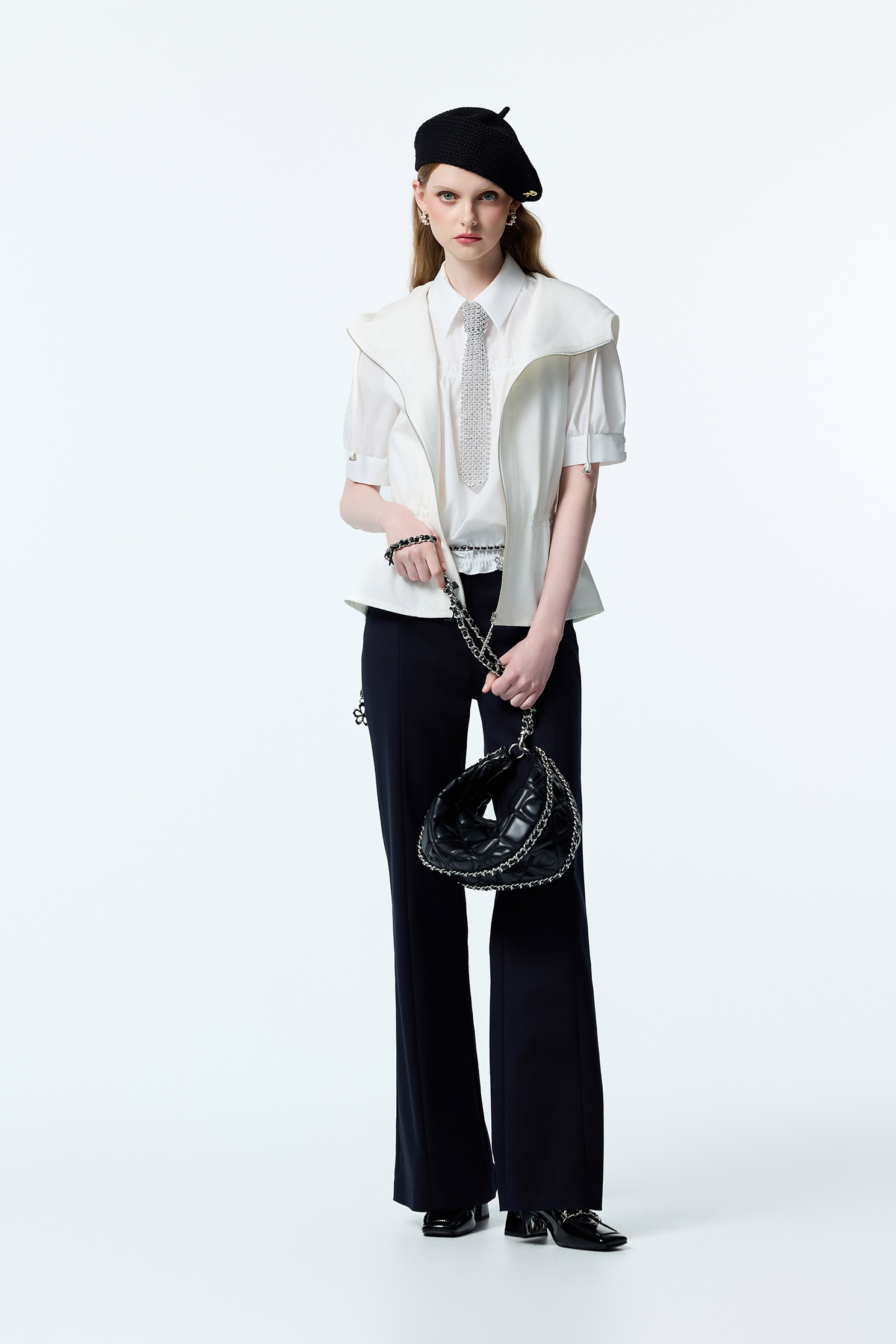 Navy Boot Leg Pants With Contrast Pocket Trim DetailNavy Boot Leg Pants With Contrast Pocket Trim Detail,Bell-bottoms,Season (AW) Look,pants