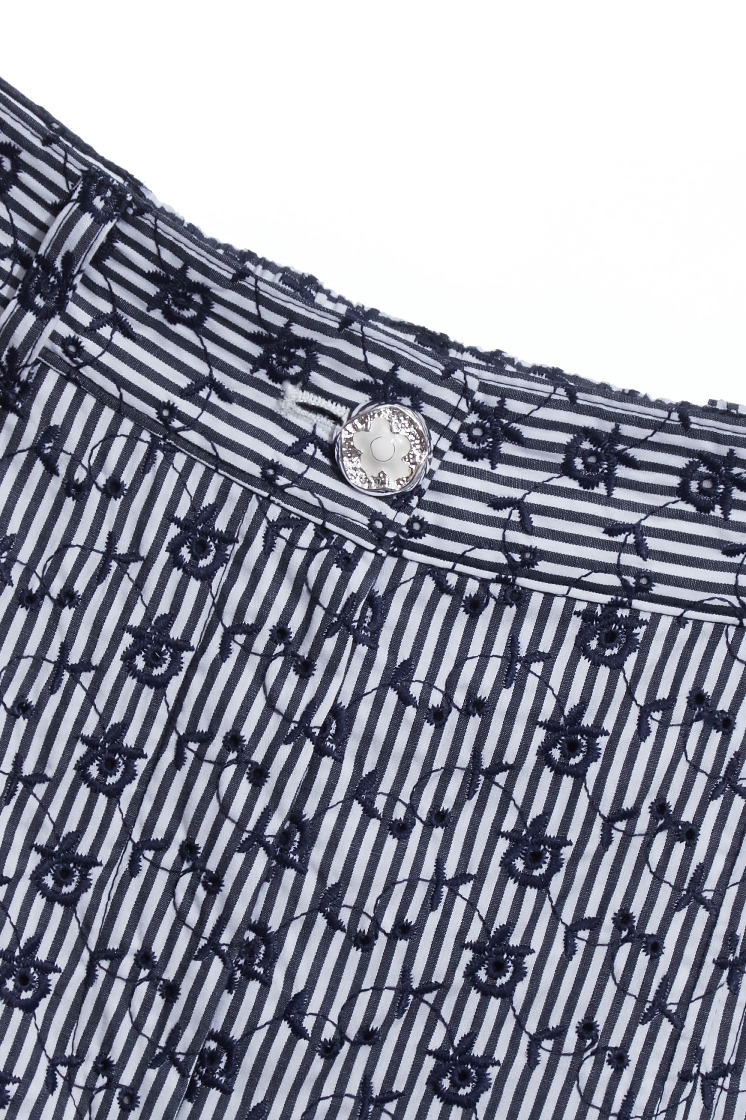 Navy Floral Embroidery Detail Wide Leg PantsNavy Floral Embroidery Detail Wide Leg Pants,Embroidered,Culottes,Stripe,Season (AW) Look,pants