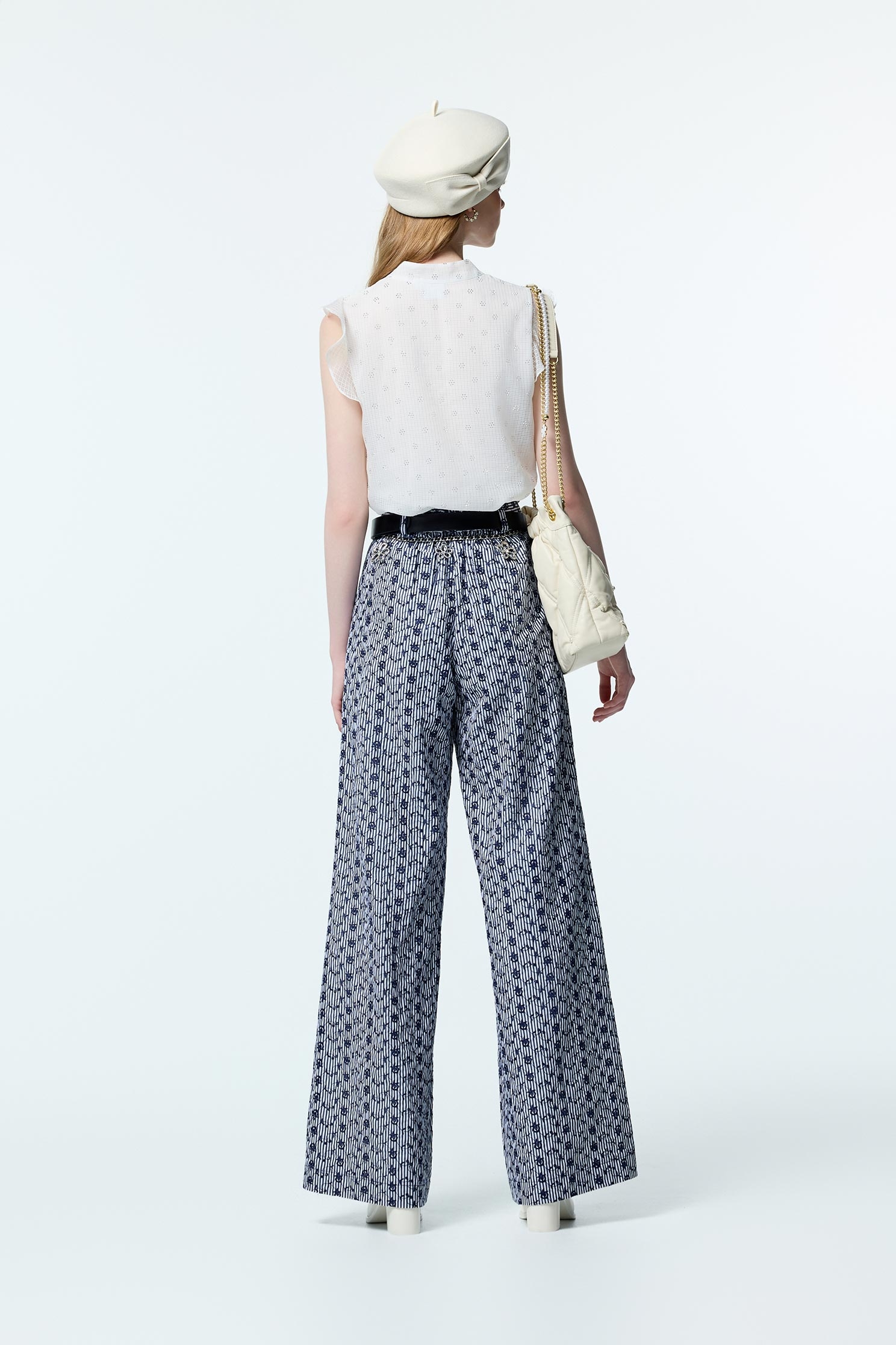 Navy Floral Embroidery Detail Wide Leg PantsNavy Floral Embroidery Detail Wide Leg Pants,Embroidered,Culottes,Stripe,Season (AW) Look,pants