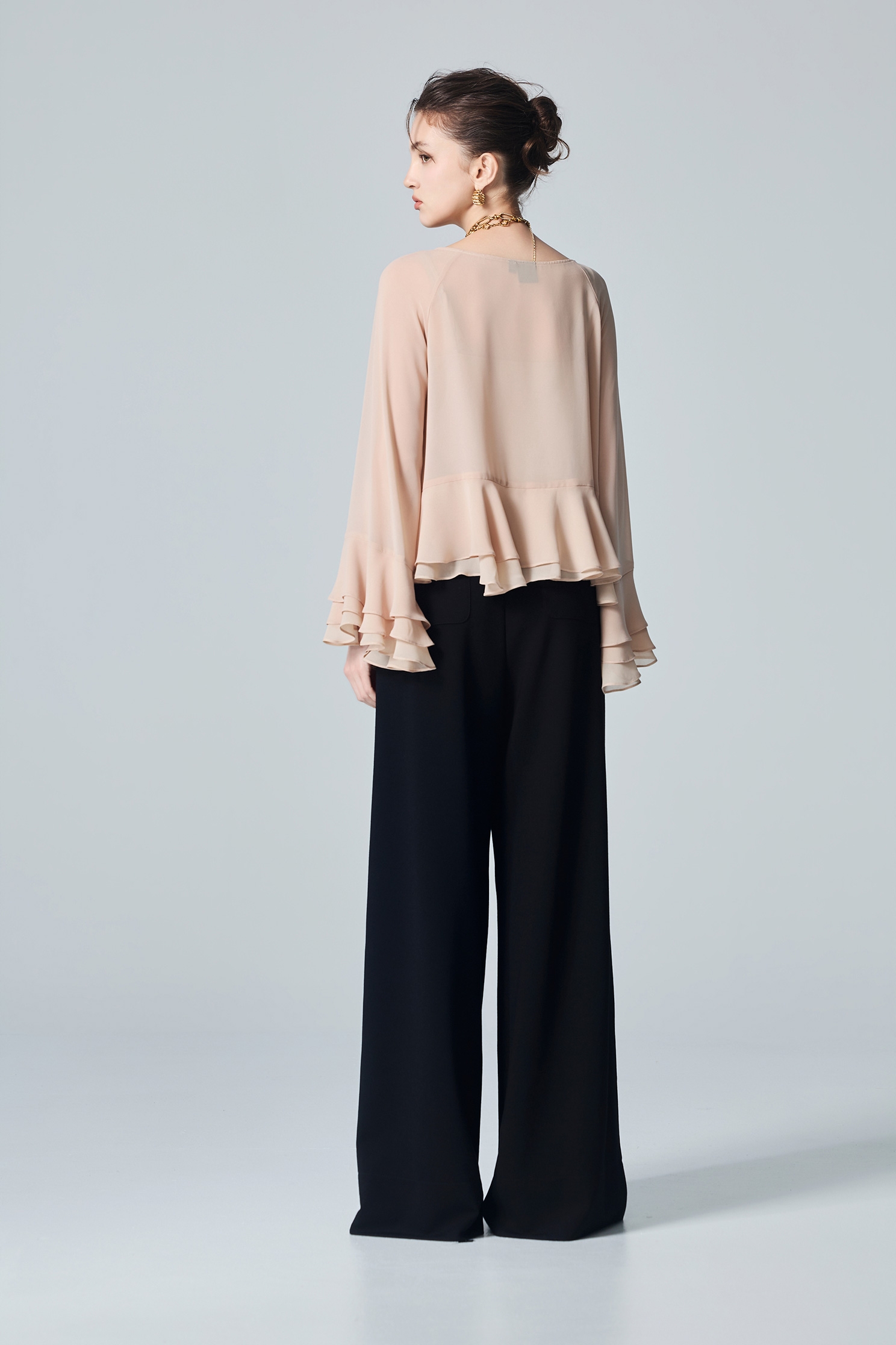 Classic Wide Leg Pants With Rose Print ScarfClassic Wide Leg Pants With Rose Print Scarf,Culottes,Season (AW) Look,pants,Knitted,Black pants