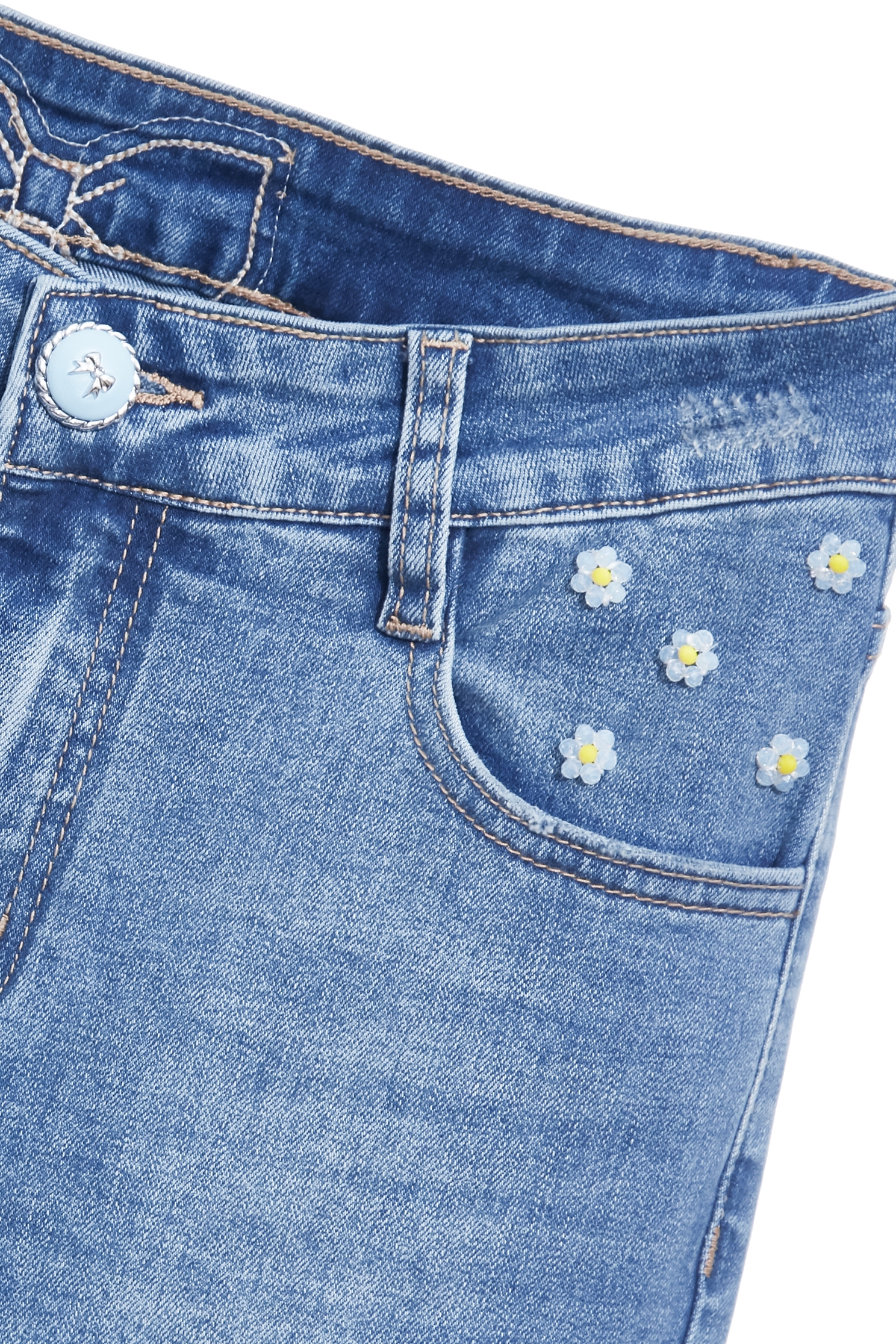 Floral Beading Detail Boot Leg JeansFloral Beading Detail Boot Leg Jeans,Denim,Jeans,Season (AW) Look,bows,pants