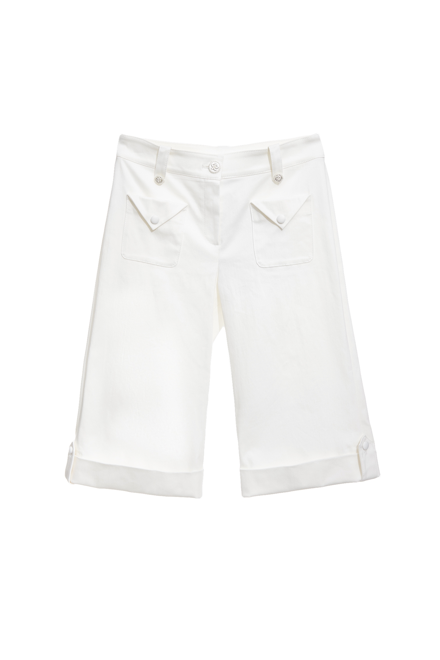 Cuffed Hem White Capri PantsCuffed Hem White Capri Pants,White pants,Shorts,Season (AW) Look,pants