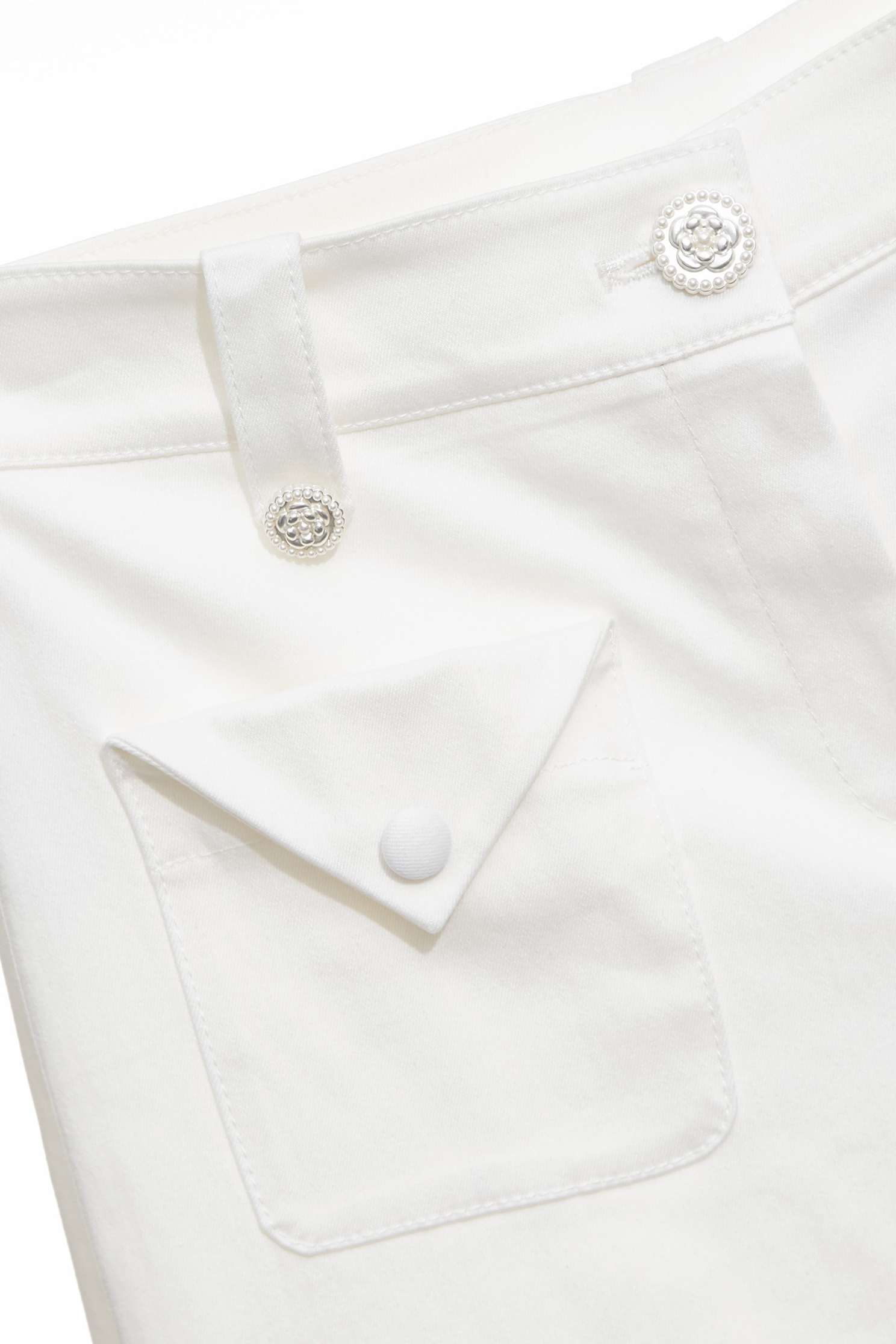 Cuffed Hem White Capri PantsCuffed Hem White Capri Pants,White pants,Shorts,Season (AW) Look,pants