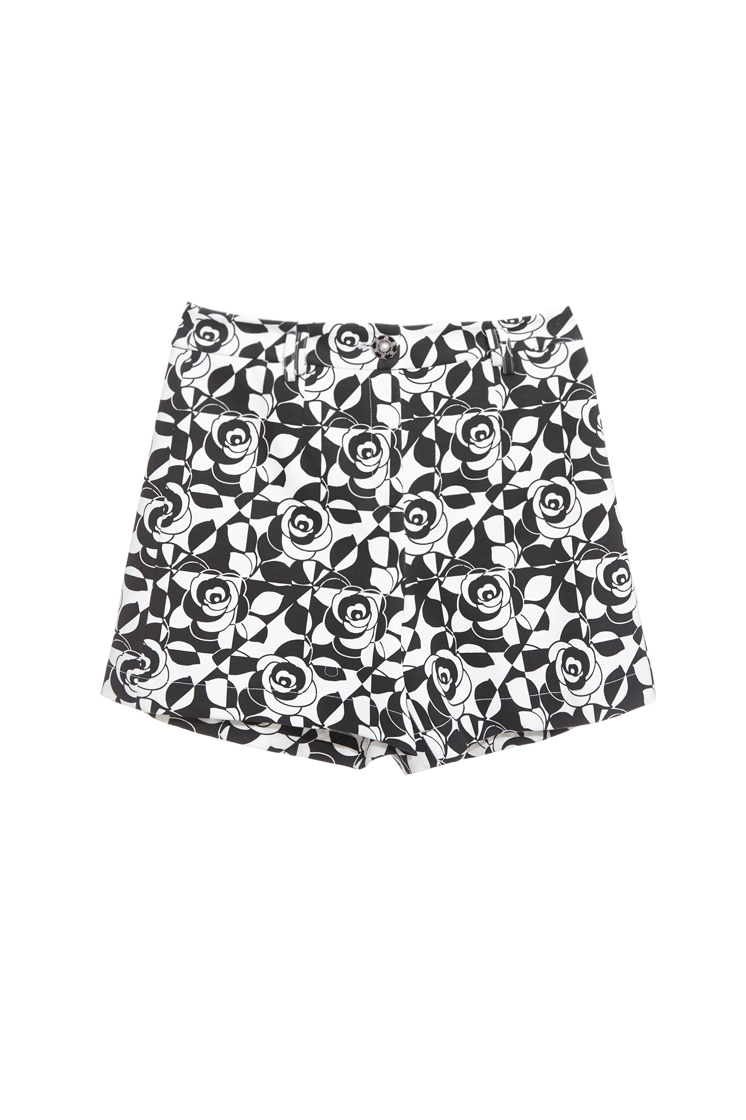 Rose Print Smart ShortsRose Print Smart Shorts,pearl,Shorts,Season (AW) Look,pants,Knitted