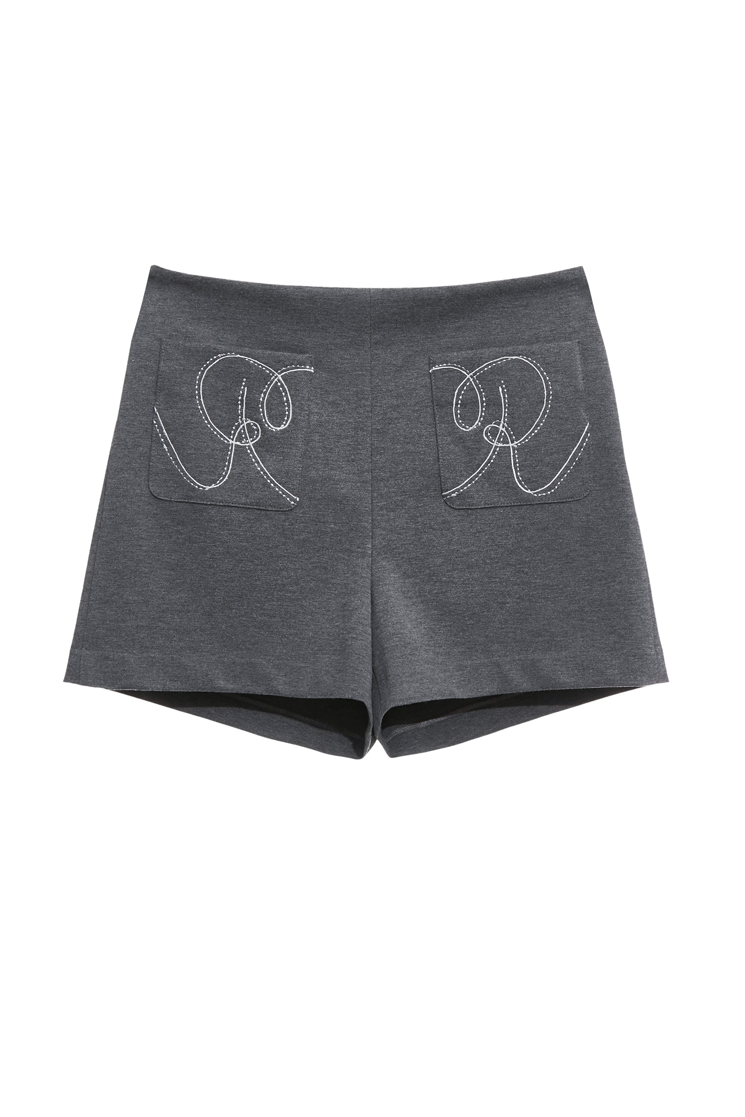 R Embroidery Logo Grey ShortsR Embroidery Logo Grey Shorts,Office Looks,Embroidered,Shorts,Season (AW) Look,Valentine