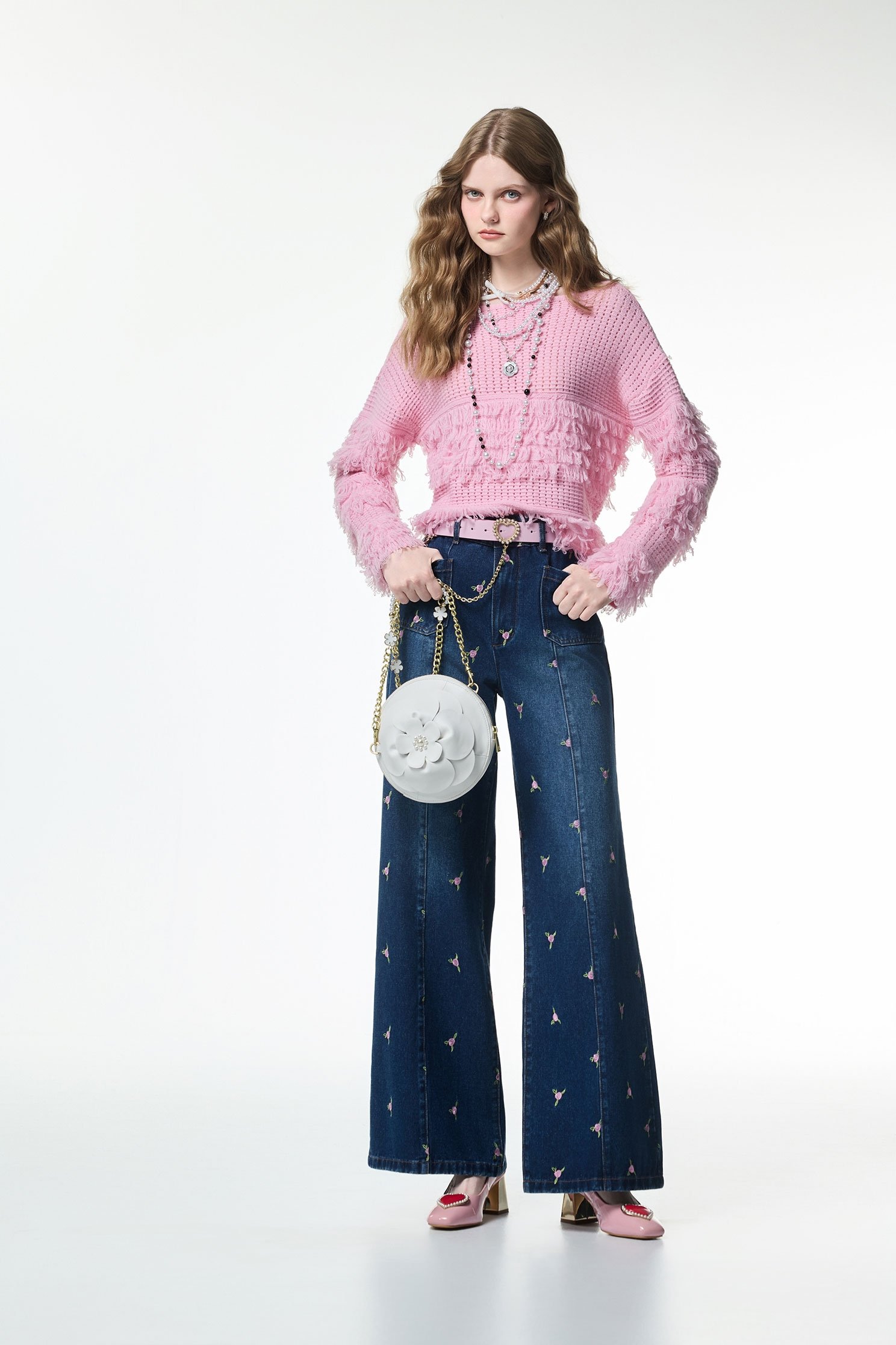 Rose Embroidery JeansRose Embroidery Jeans,Embroidered,Denim,Jeans,Season (AW) Look,pants