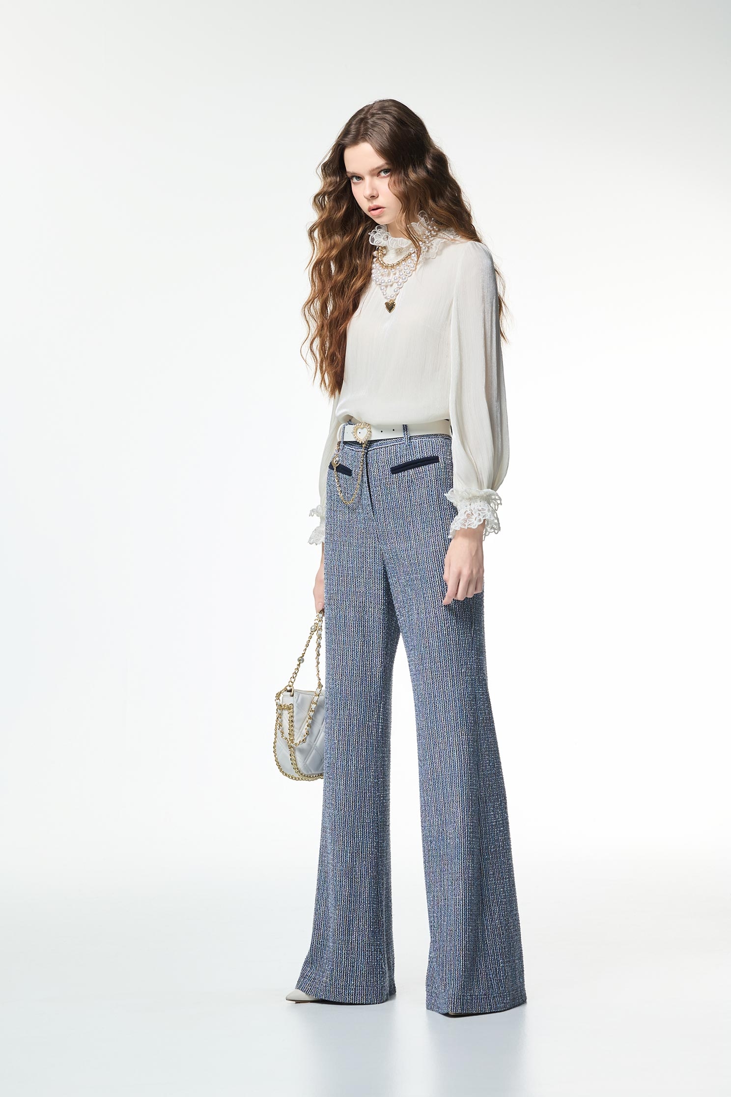 Contrast Pocket Trim Detail Boot Leg PantsContrast Pocket Trim Detail Boot Leg Pants,Bell-bottoms,Season (AW) Look,pants