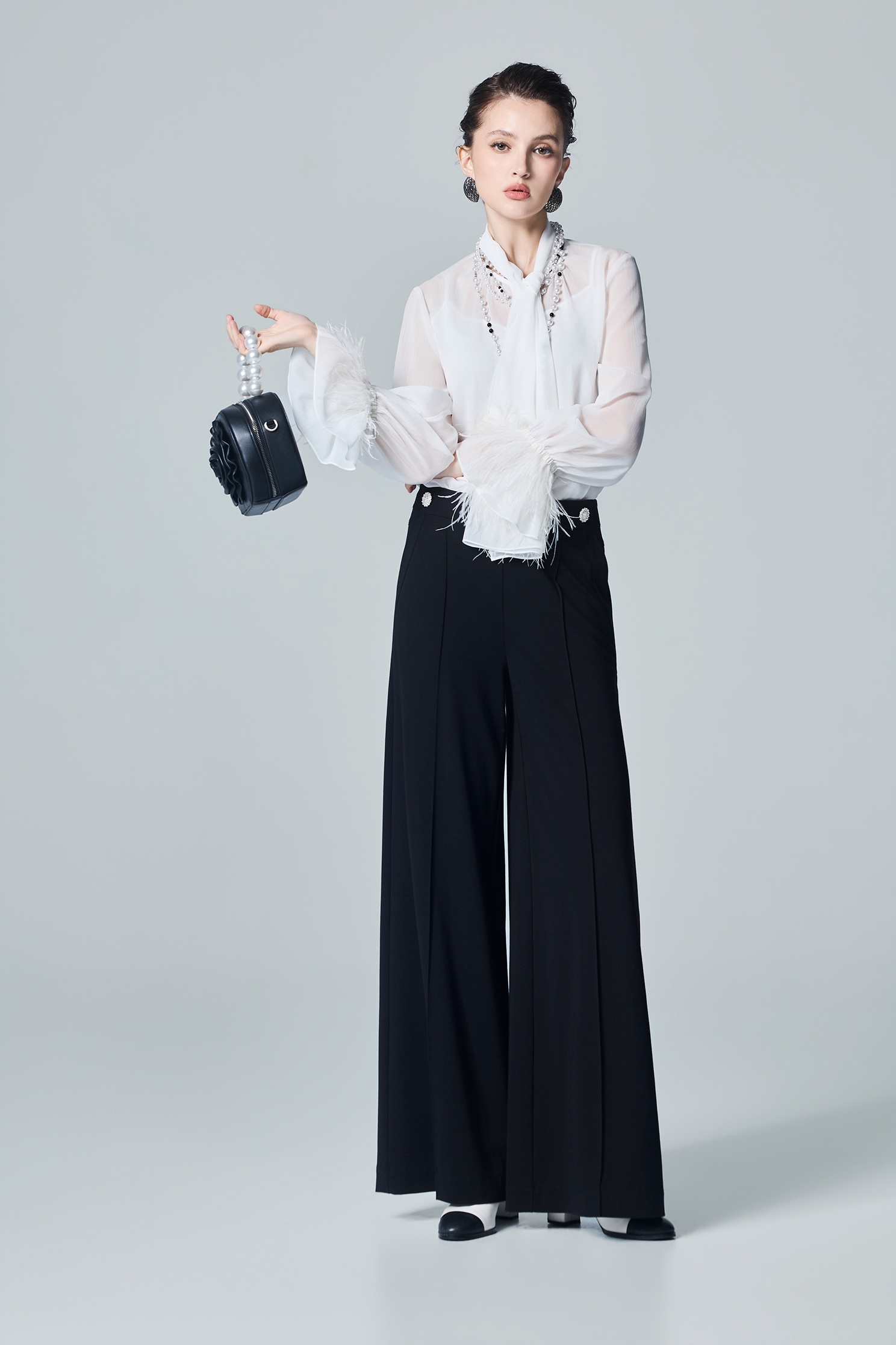 Minimalist Black Wide Leg PantsMinimalist Black Wide Leg Pants,Culottes,Trends,Season (AW) Look,pants,Knitted,Black pants