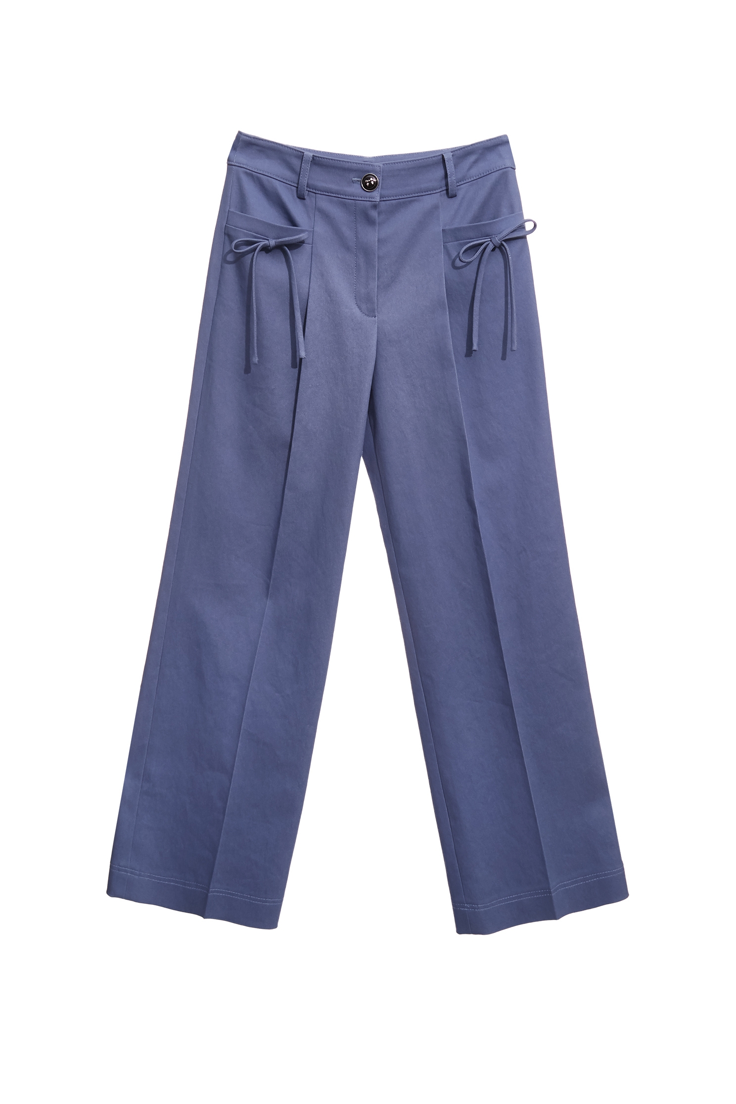 Bow Detail Blue Wide Leg PantsBow Detail Blue Wide Leg Pants,Culottes,Season (AW) Look,bows,pants