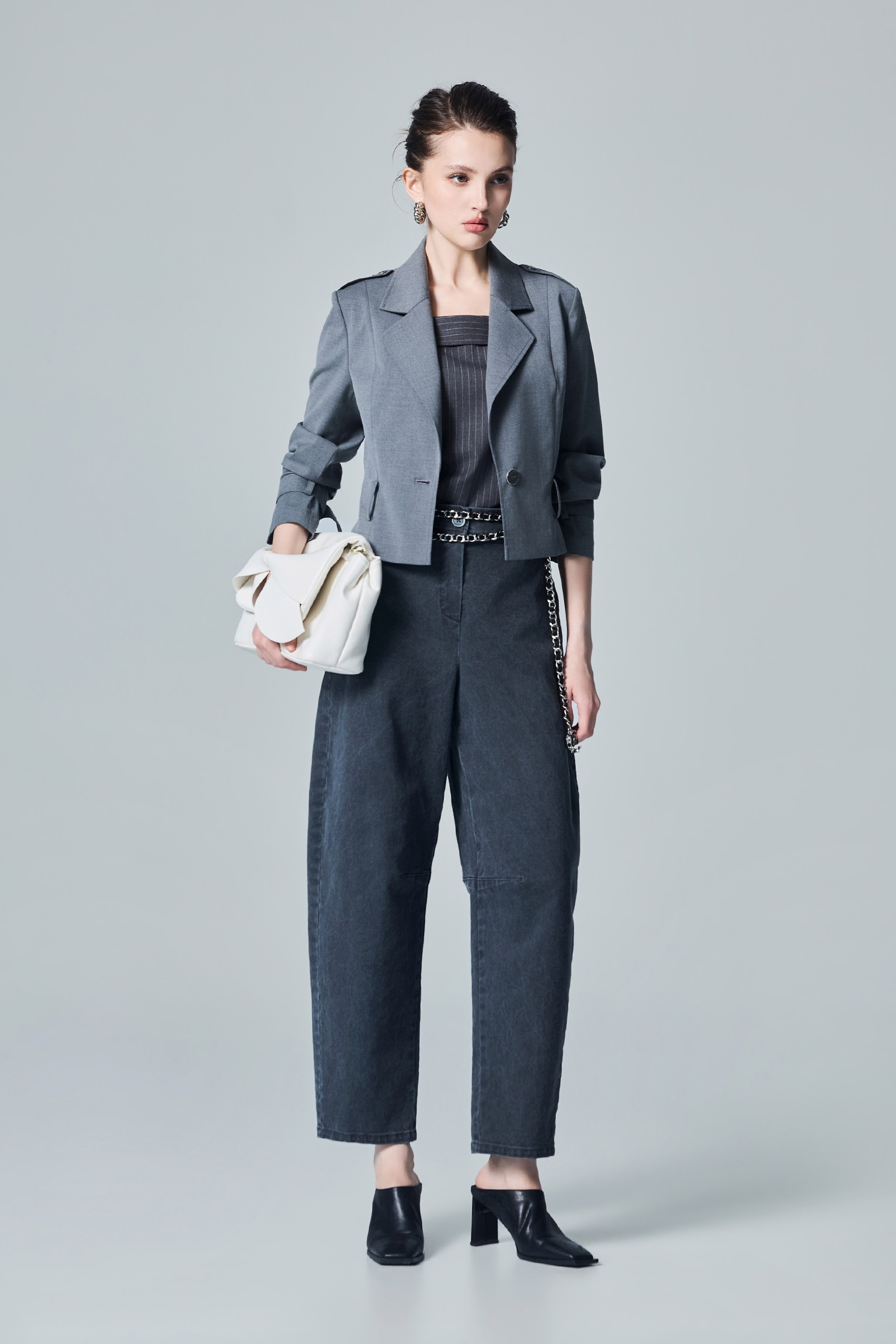 Charcoal Grey Barrel JeansCharcoal Grey Barrel Jeans,Culottes,Denim,Jeans,Season (AW) Look,pants