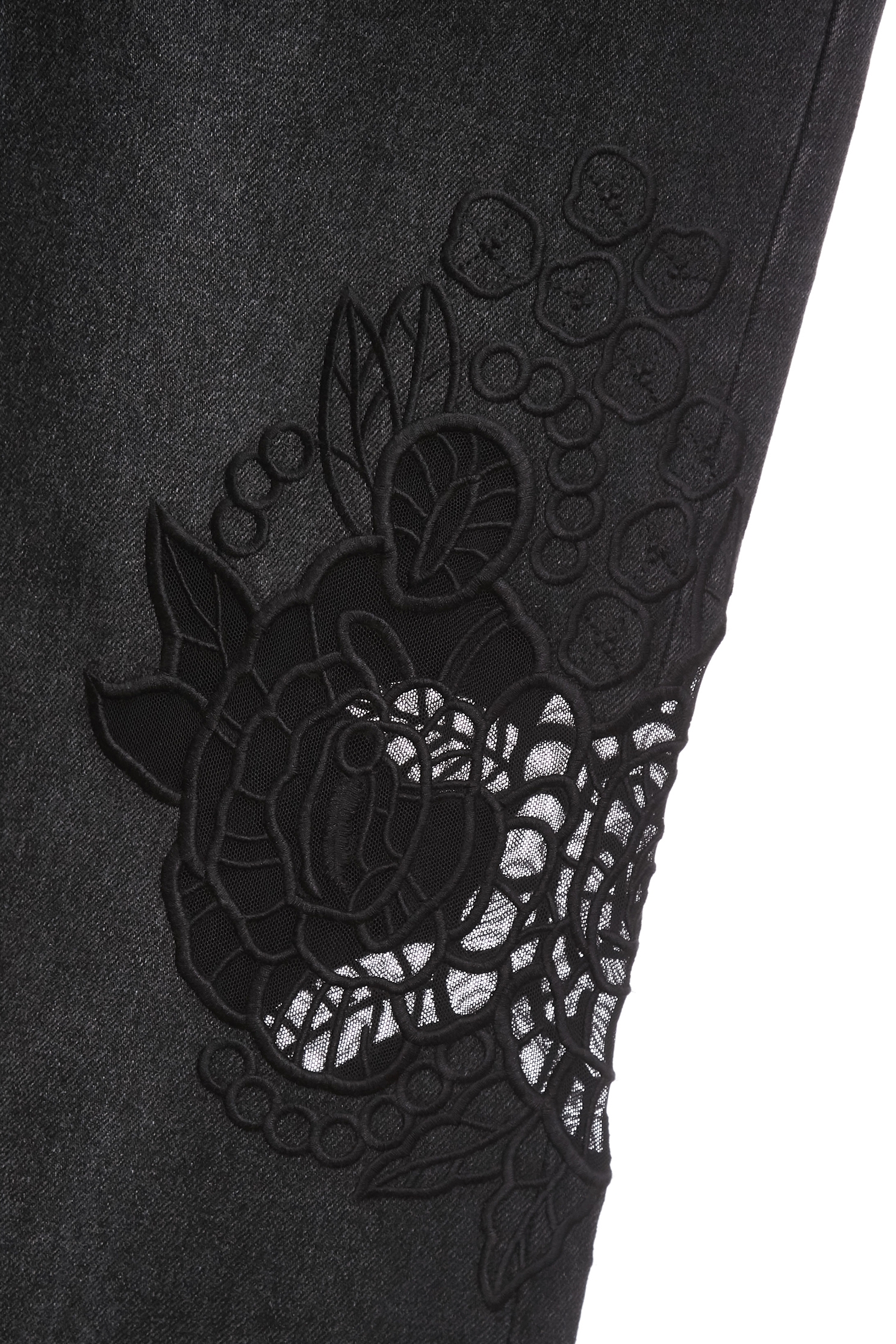 Floral Embroidery Wide Leg JeansFloral Embroidery Wide Leg Jeans,Denim,Jeans,Season (AW) Look,pants,Black jeans,Black pants
