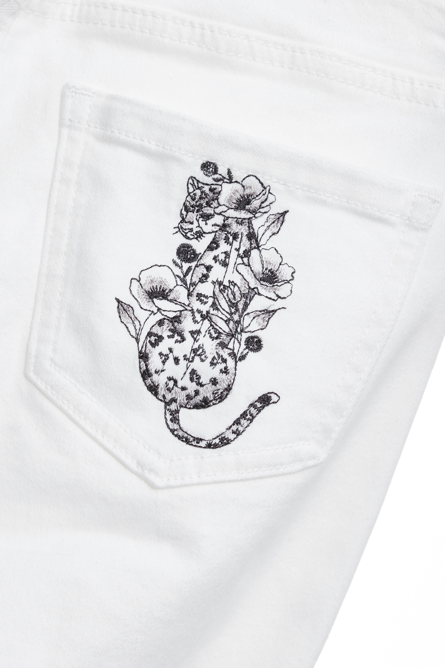 Slim Fit Leopard Embroidery JeansSlim Fit Leopard Embroidery Jeans,Embroidered,Denim,Jeans,White pants,Season (AW) Look,Skinny pants,pants