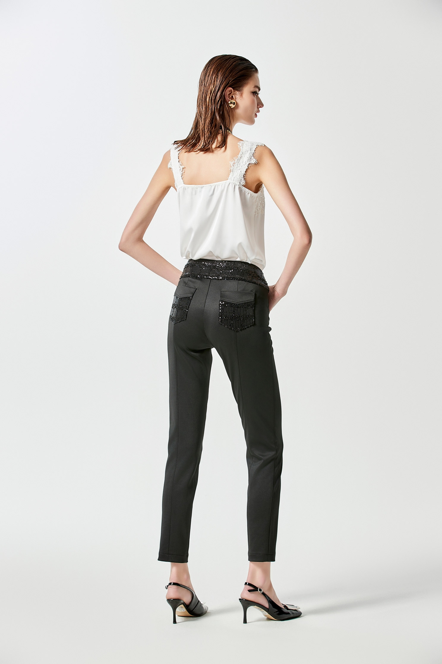Sequin Slim Fit Black PantsSequin Slim Fit Black Pants,Season (SS) Look,Skinny pants,Skinny pants,Tailored pants