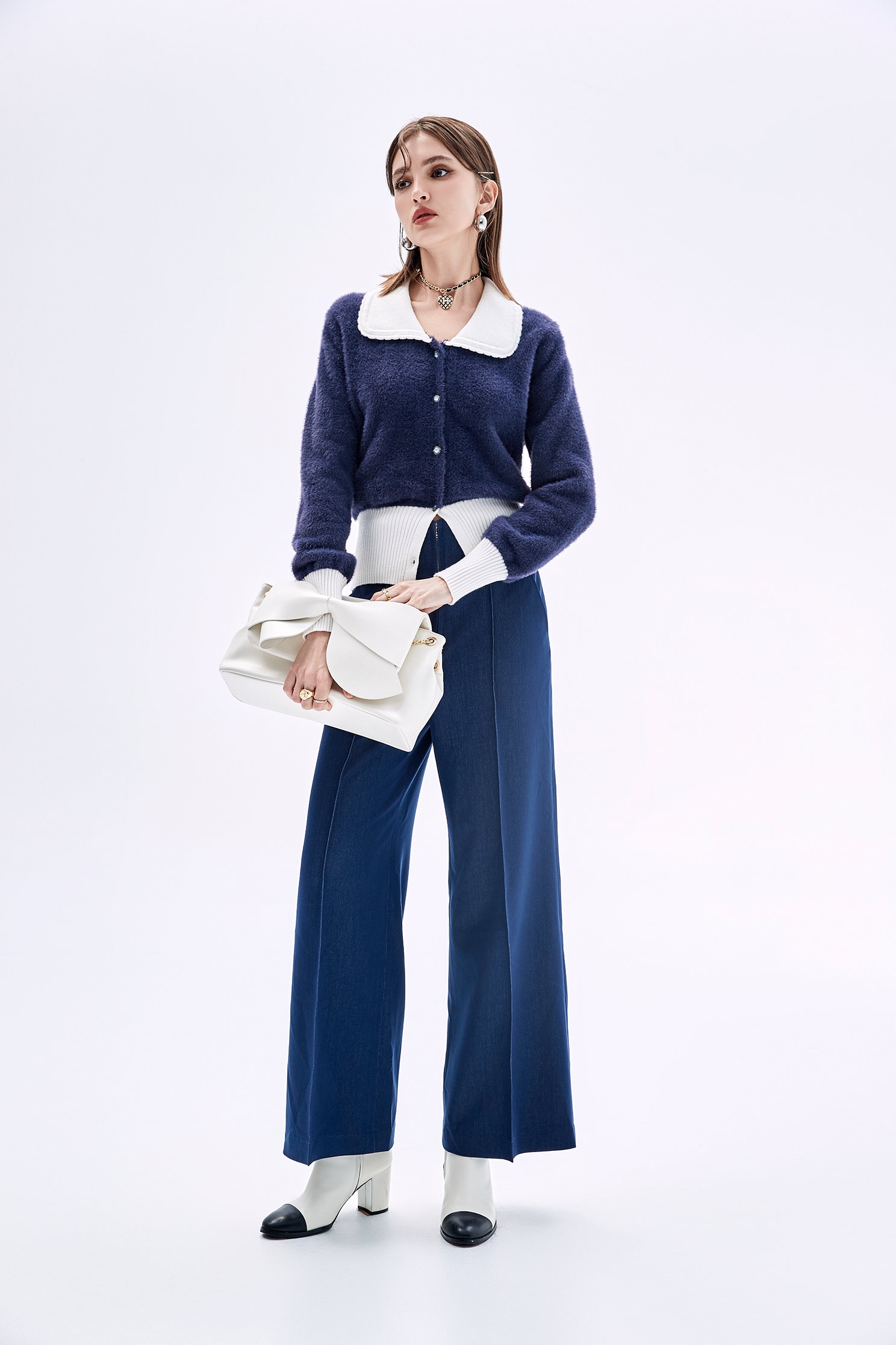 Navy Wide Leg PantsNavy Wide Leg Pants,Culottes,Season (SS) Look,Denim,Culottes,Pants