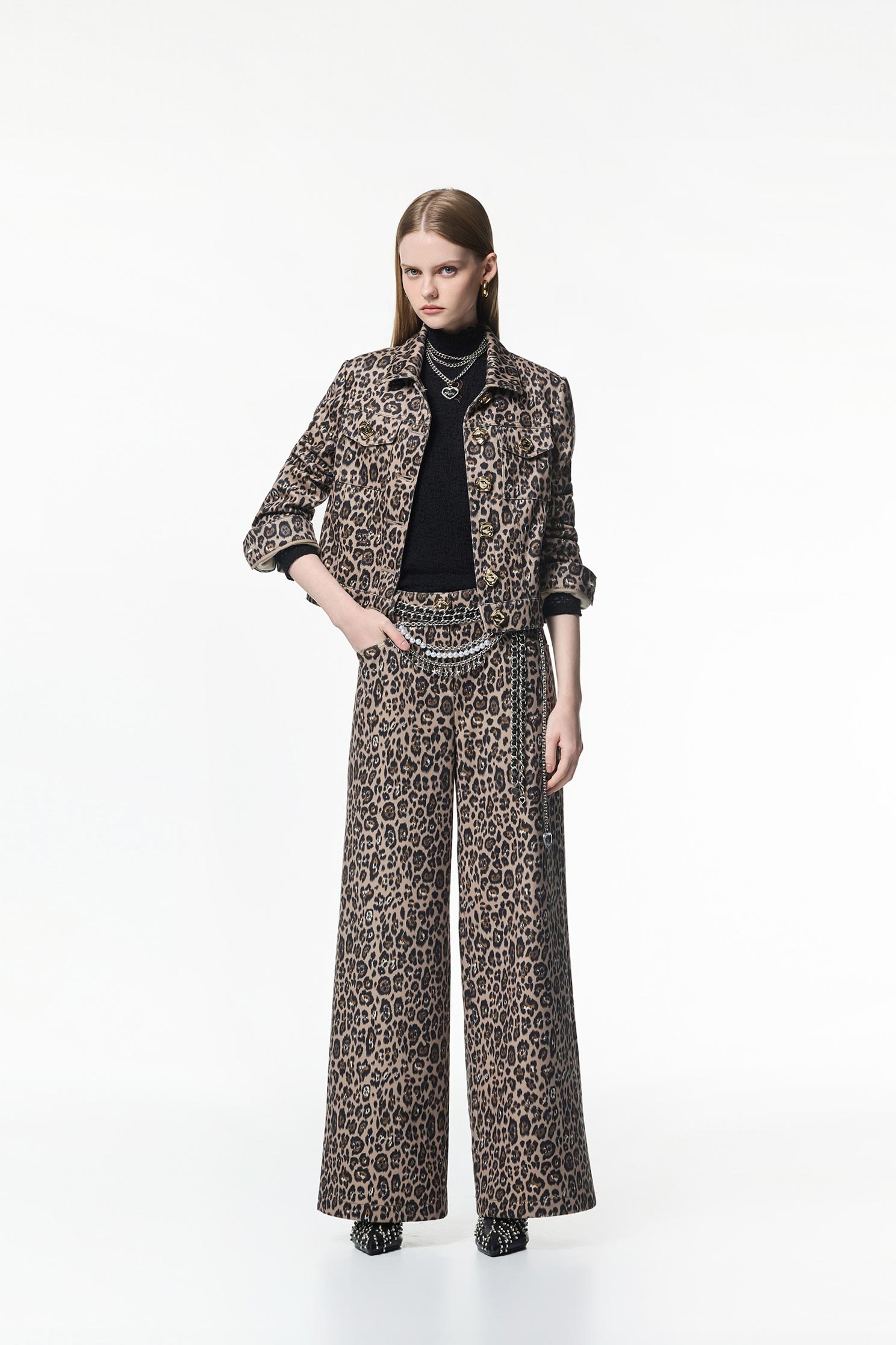 Leapard Print Wide Leg JeansLeapard Print Wide Leg Jeans,Culottes,Season (AW) Look,pants