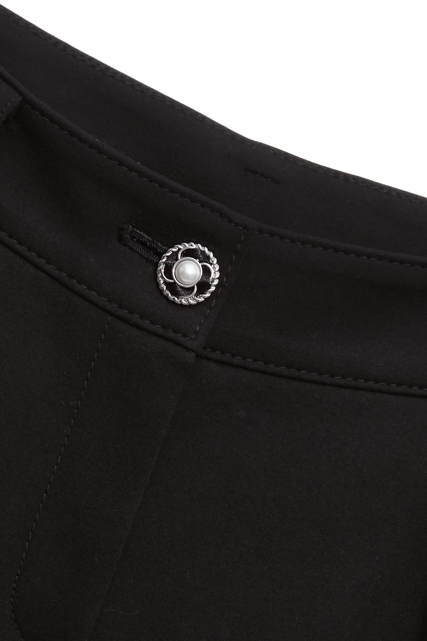 Lace Detail Side Slit Black PantsLace Detail Side Slit Black Pants,Office Looks,Bell-bottoms,pearl,Season (AW) Look,Lace,Bell-bottoms,Black trousers