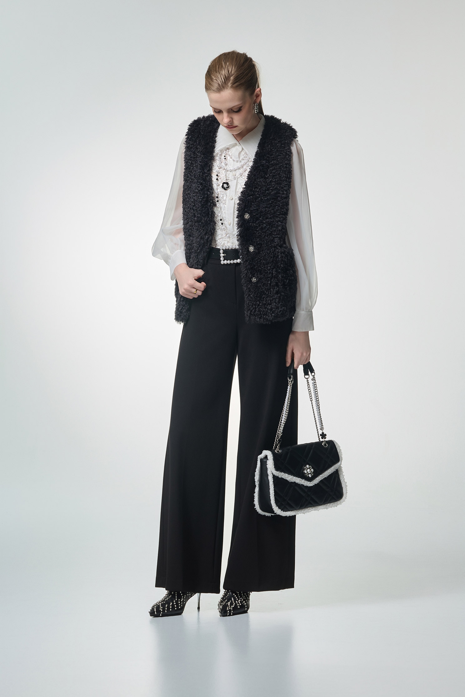 Jet Black Wide Leg PantsJet Black Wide Leg Pants,Office Looks,Culottes,Season (AW) Look,Culottes,Black trousers
