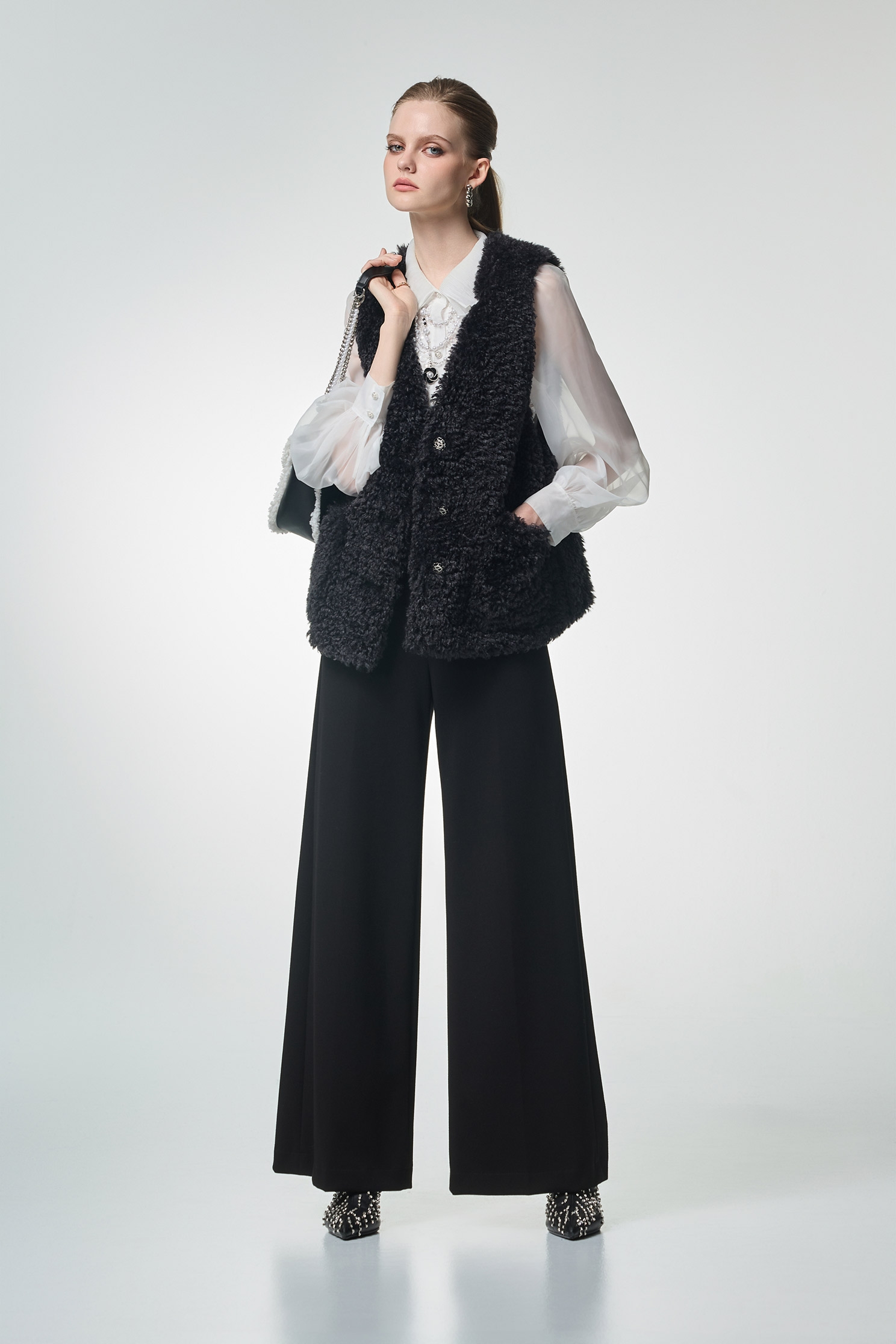 Jet Black Wide Leg PantsJet Black Wide Leg Pants,Office Looks,Culottes,Season (AW) Look,Culottes,Black trousers