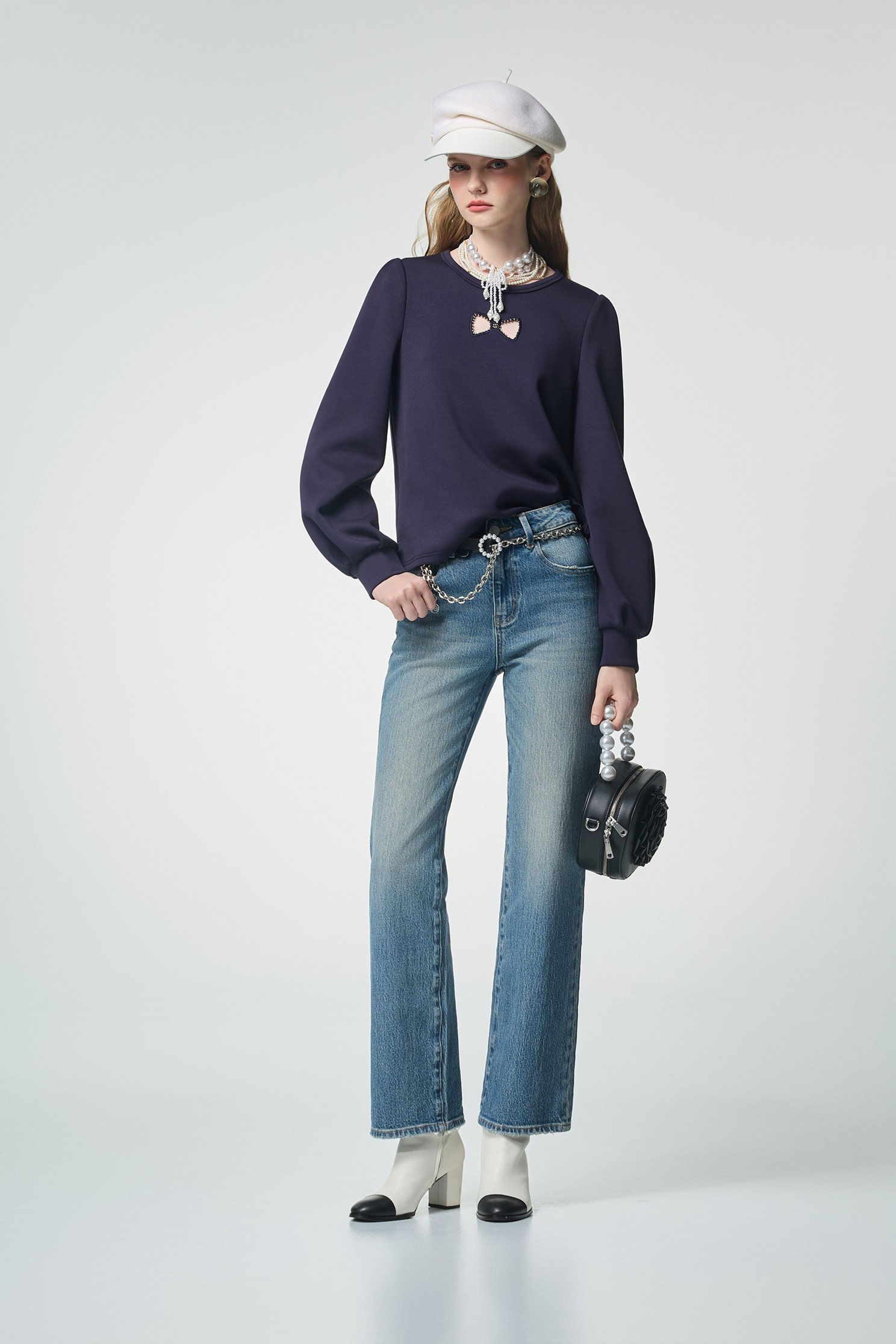 Bow Charm Detail JeansBow Charm Detail Jeans,Embroidered,Denim,Jeans,Season (AW) Look,bows,pants