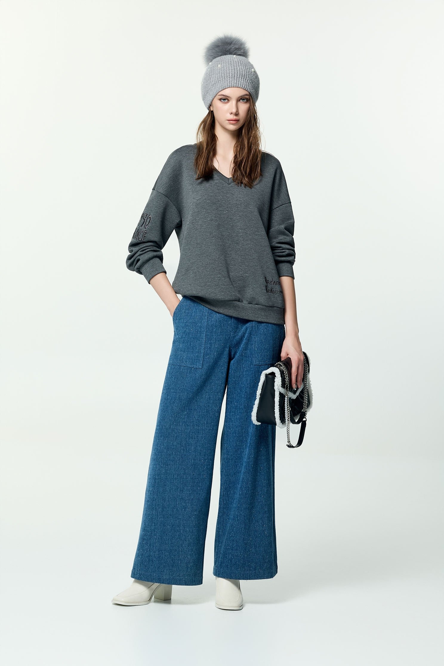 Sequin Detail Wide Leg JeansSequin Detail Wide Leg Jeans,Denim,Jeans,Season (AW) Look,Cotton,pants