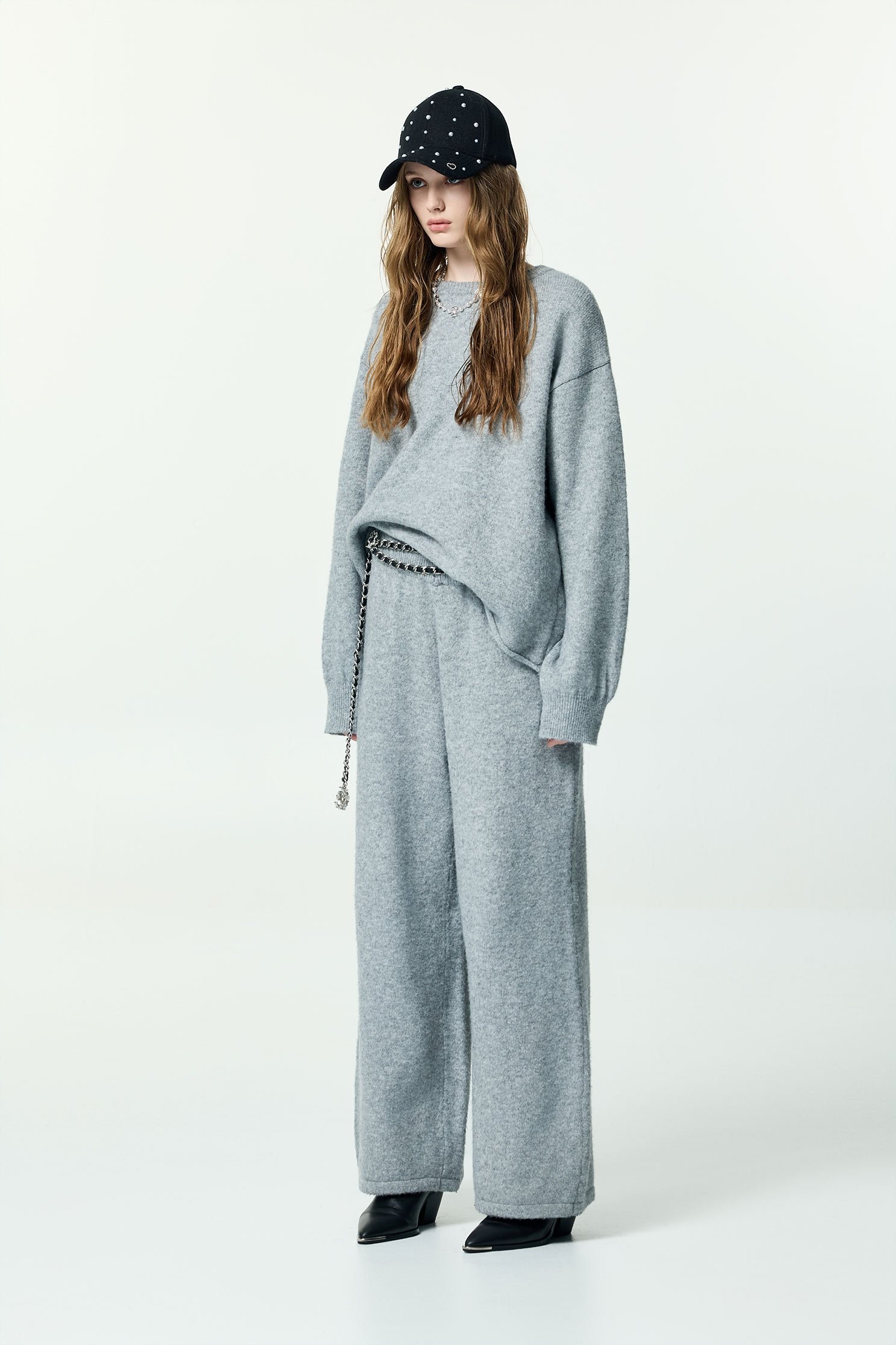 Light Grey Wide Leg Knit PantsLight Grey Wide Leg Knit Pants,Culottes,co-ord sets,Season (AW) Look,Culottes,Knitted,Pants