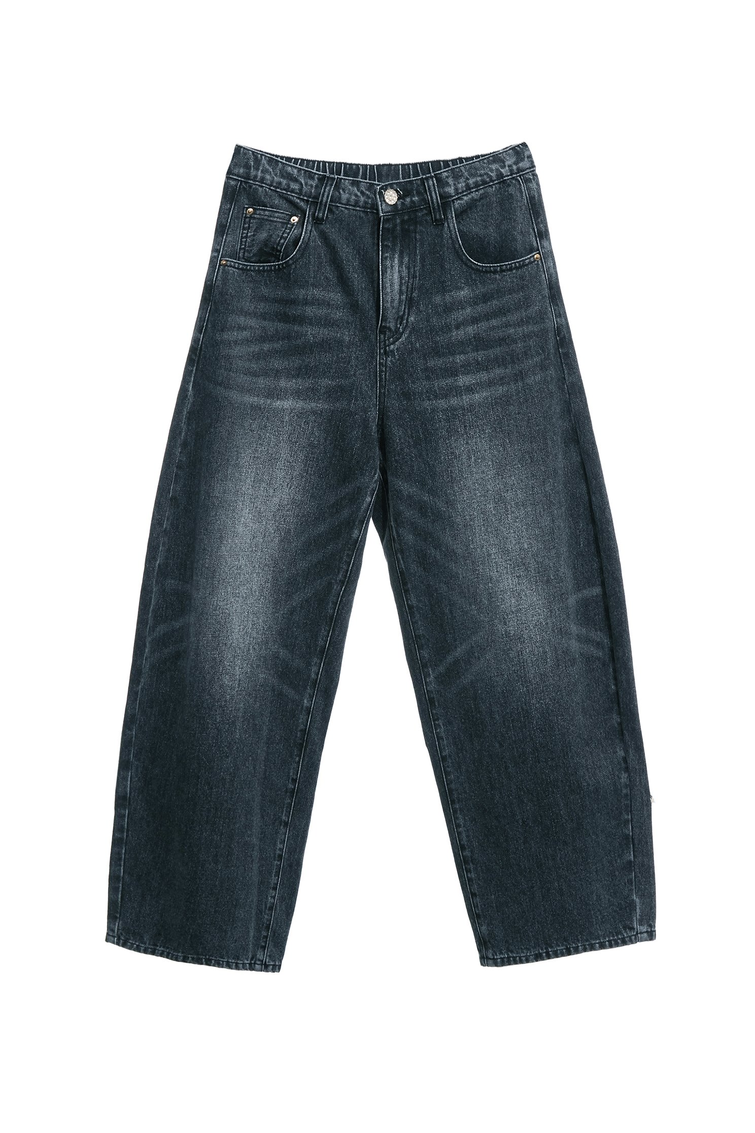 Washed Effects Baggy Curve JeansWashed Effects Baggy Curve Jeans,Denim,Jeans,Season (AW) Look,pants,Black jeans,Black pants