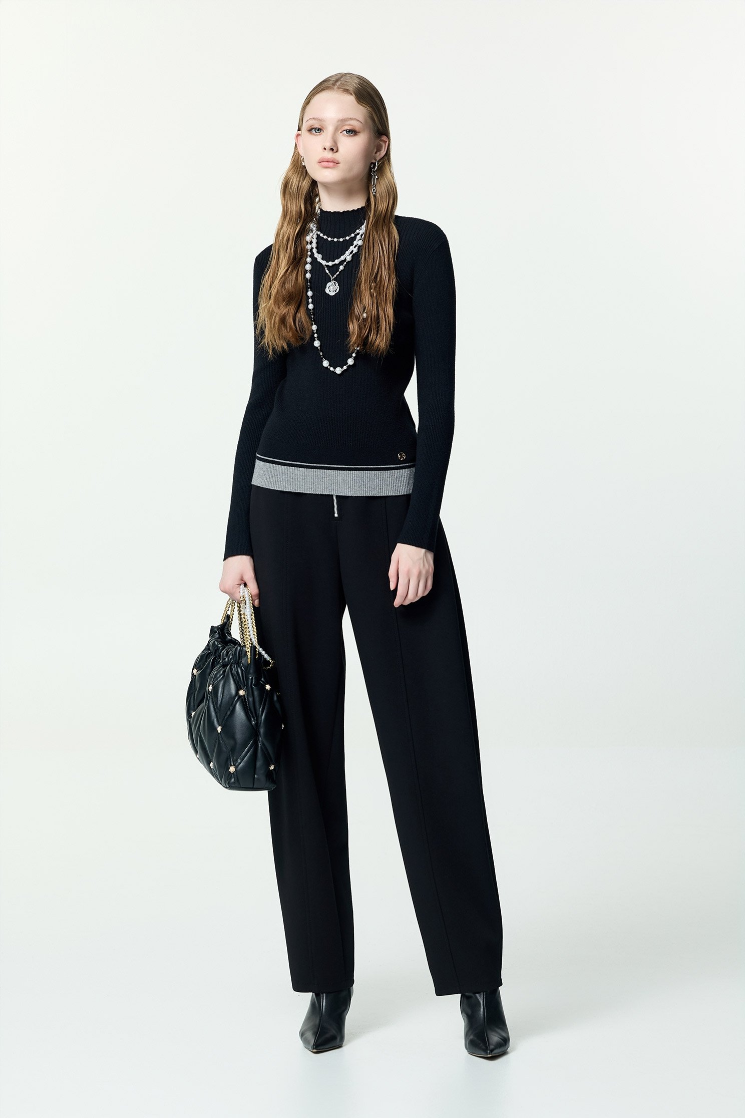 Pocket Flap Detail Front Zip PantsPocket Flap Detail Front Zip Pants,Season (AW) Look,pants,Black pants