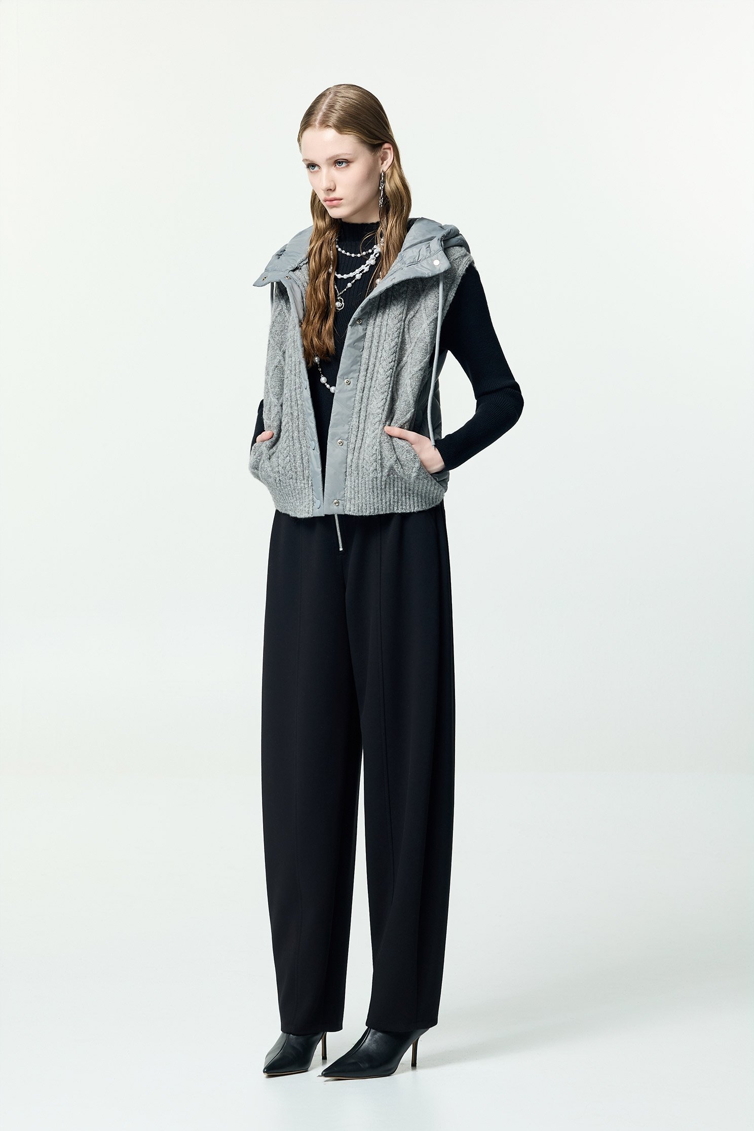 Pocket Flap Detail Front Zip PantsPocket Flap Detail Front Zip Pants,Season (AW) Look,pants,Black pants