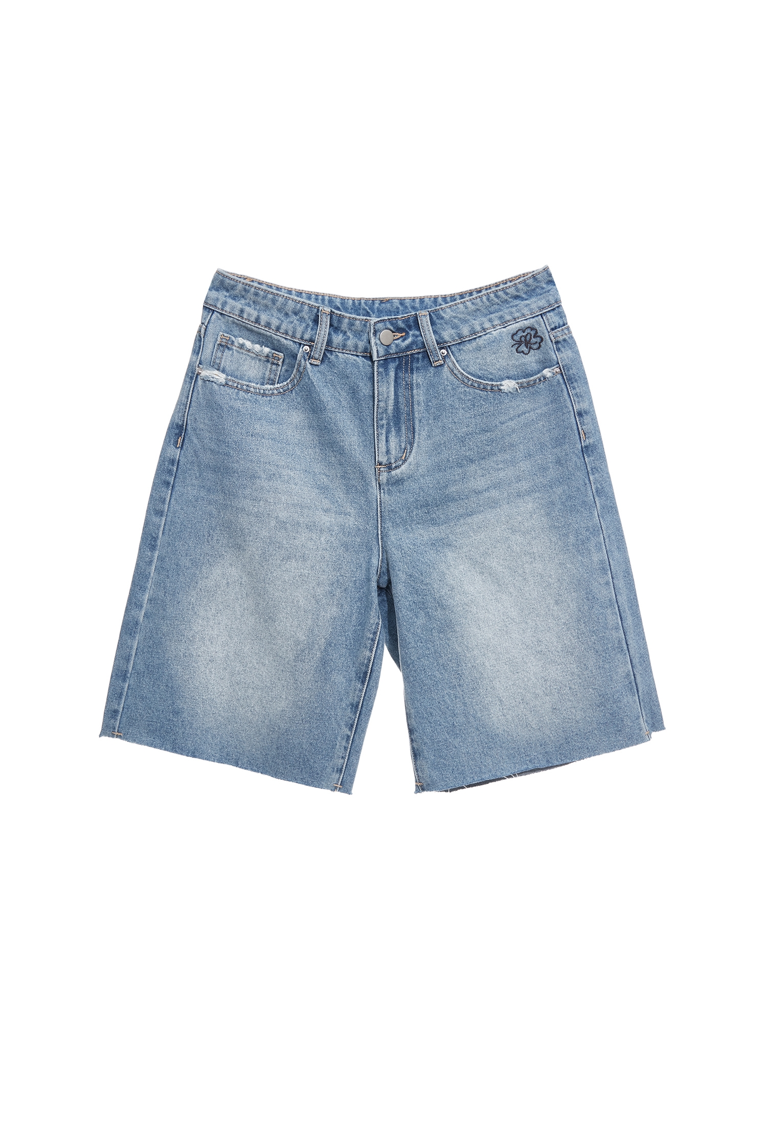 Fray Hem Denim BermudaFray Hem Denim Bermuda,Denim,Jeans,Shorts,Season (AW) Look,Embroidered,pants