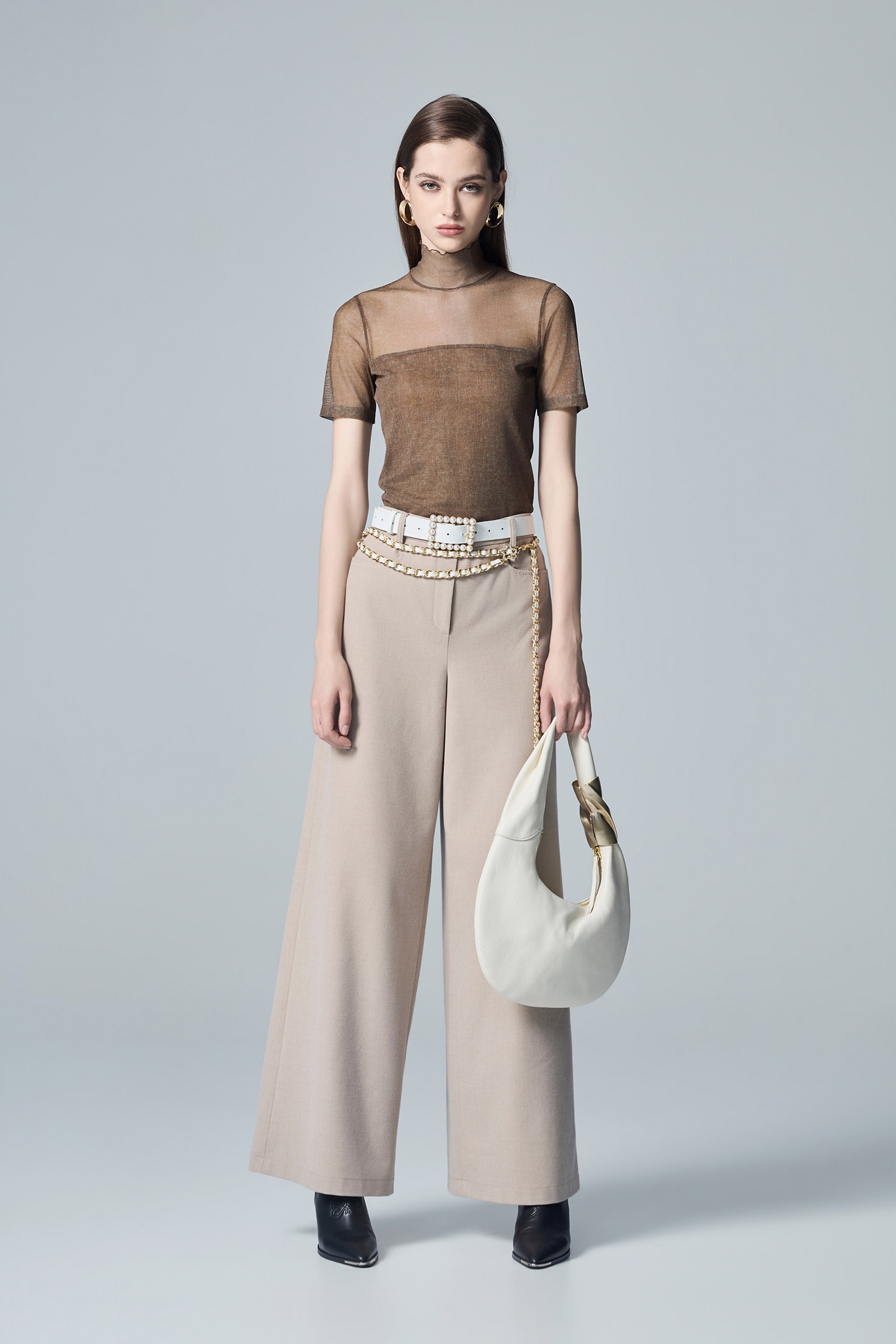 Milk Tea Brown Wide Leg PantsMilk Tea Brown Wide Leg Pants,Culottes,Season (AW) Look,Embroidered,pants,Knitted